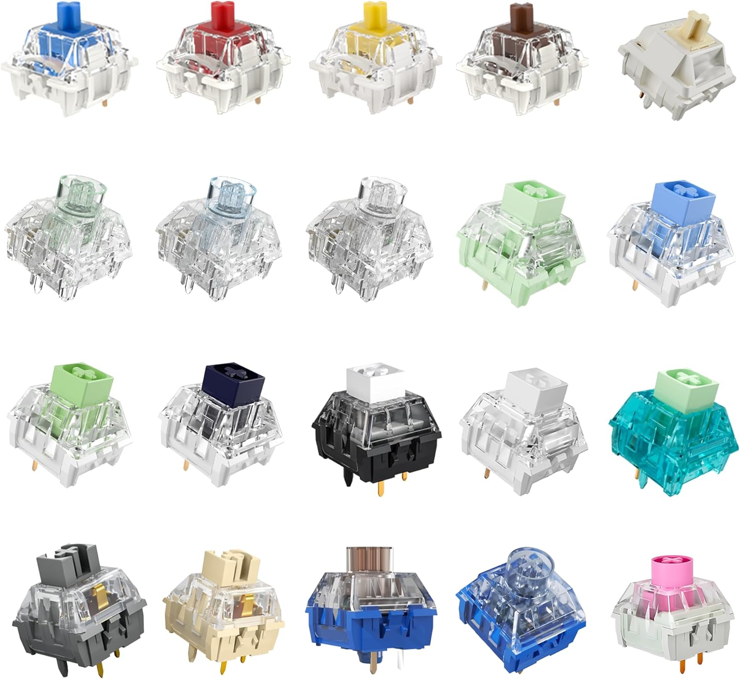 Kailh | Gateron Series Mechanical Keyboard Switches Sample Pack (20pcs)