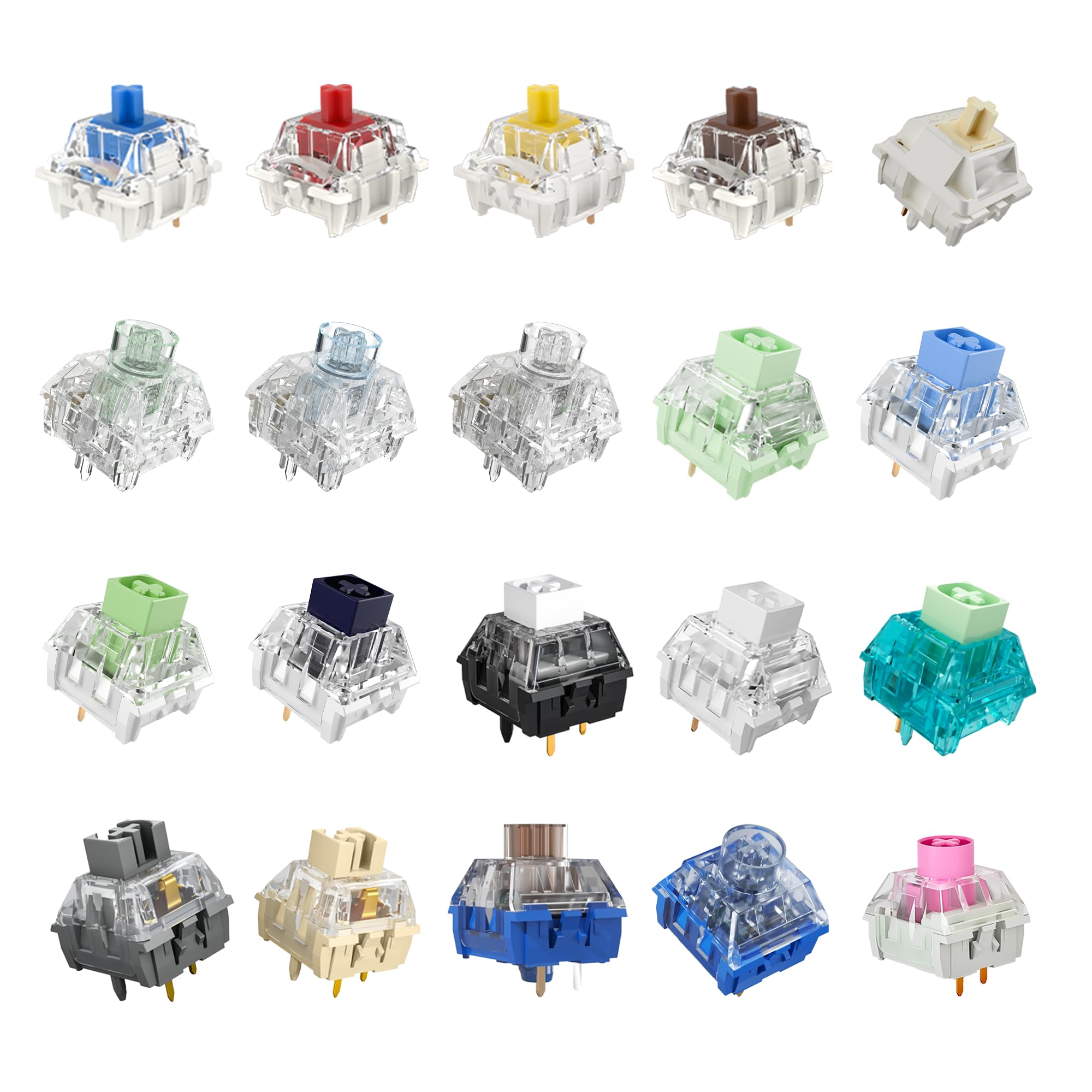 Kailh | Gateron Series Mechanical Keyboard Switches Sample Pack (20pcs)