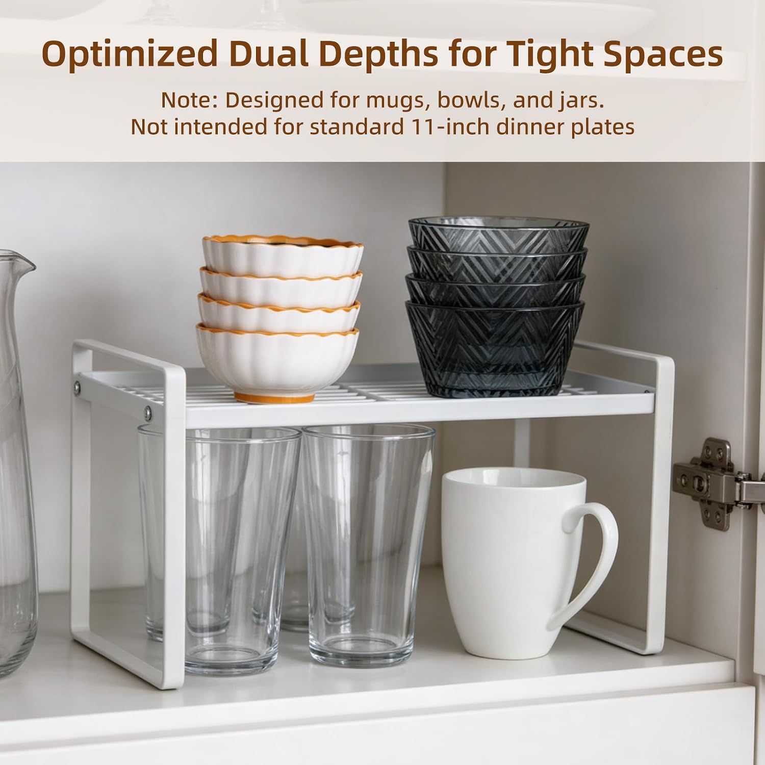 HillSpring Kitchen Cabinet Organizer Shelf, Space-Saving Metal Kitchen Counter Shelves for Dishes, Spice Rack, Pantry Organization, 12.99" L x 8.26" D x 7.16" H