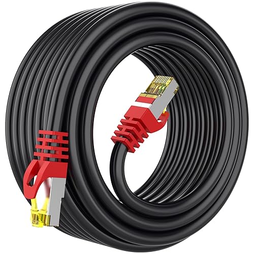Miniatura 7 de Cable Ethernet Cat 8 de 50 pies cable de Internet para interiores y exteriores cable de red LAN de alta velocidad resistente 40 Gbps 2000 MHz cable