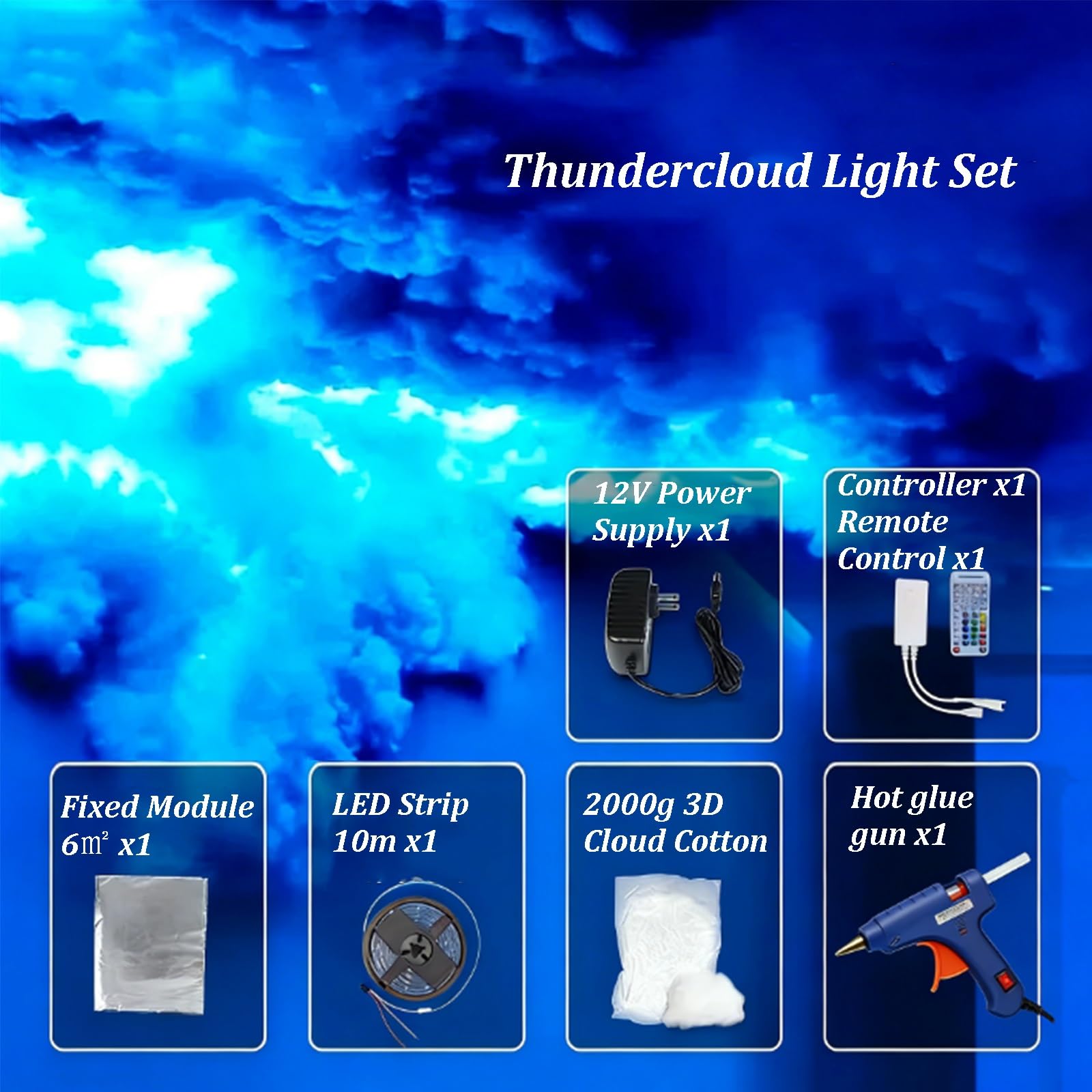 Światło LED 3D Thundercloud, DIY, chmura, nastrojowe światło, kolorowa zmieniająca się atmosfera, synchronizacja z muzyką, lampki nocne LED, do pokoju gier, sypialni, baru, klubu, dekoracja