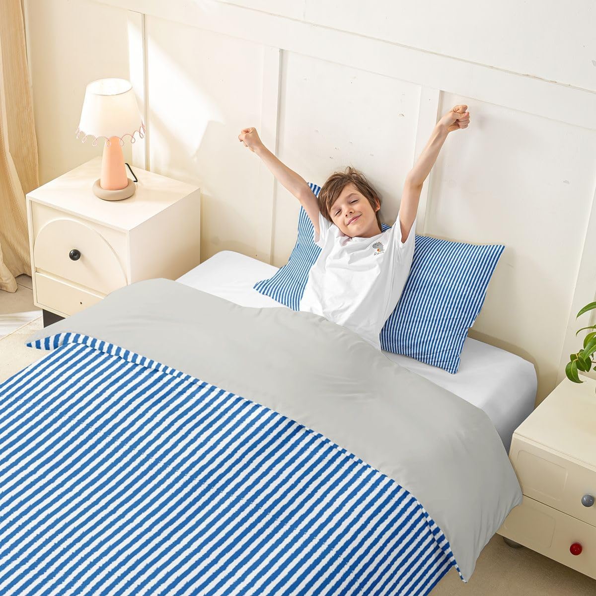 Feelyou Blue White Duvet Cover Toddler Size