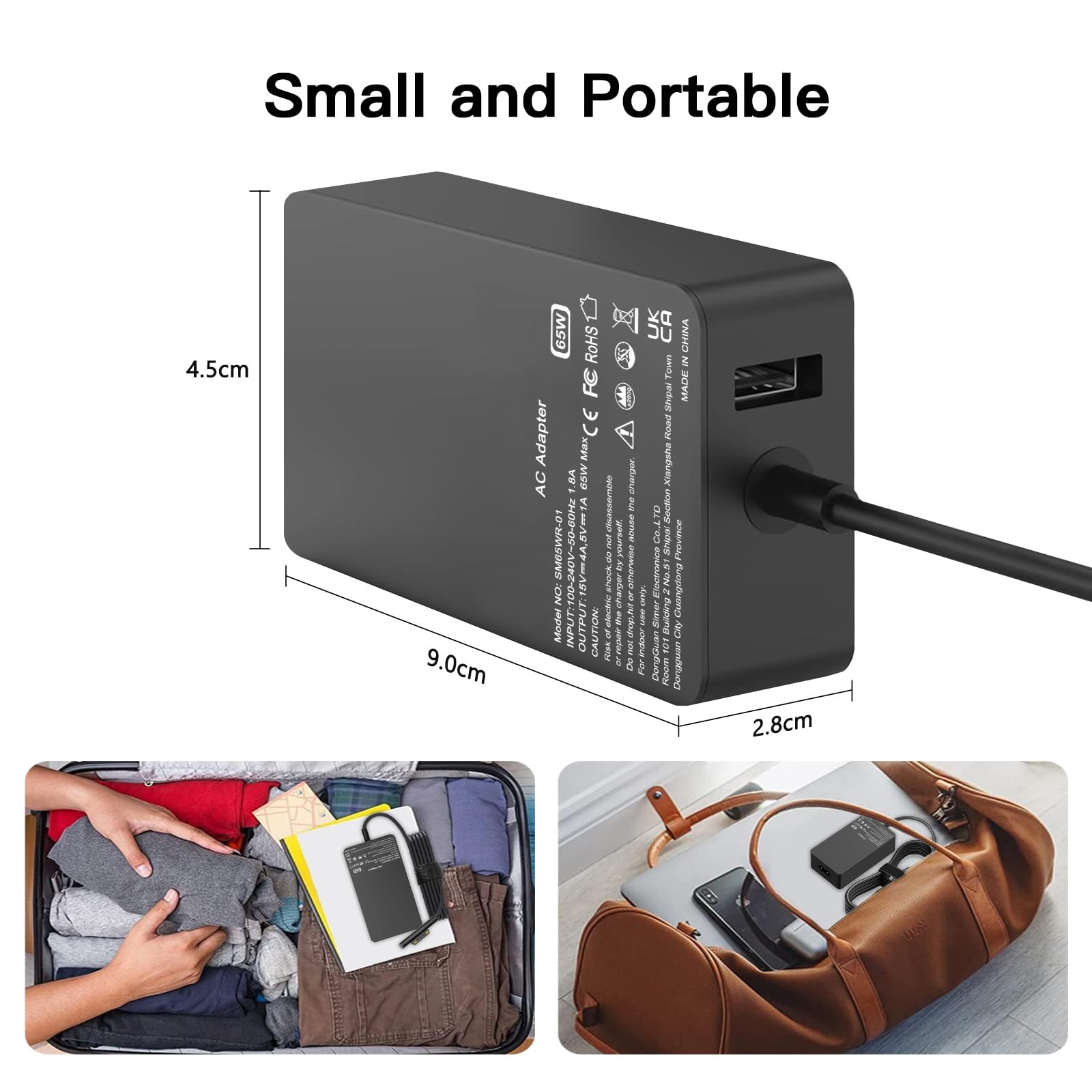 Alimentation Surface Pro 10 9 8 Chargeur 65W, Compatible Avec Surface Pro X/ 8/7/6/5/4/3, Surface Go 2/3, Surface Laptop,Surface Book,Surface Notebook/ Tablette - Informatique Adaptateur Secteur Surface Go