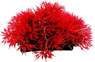 Red Artificial Aquarium Plant, Pine Flower Decor with Grass Base | red artificial aquarium plant fake aquatic plant fish tank decor grass base pine flower aquascape ornament