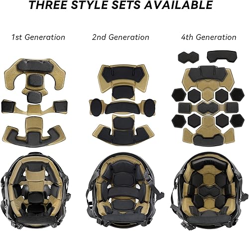 Miniatura 9 de Almohadillas tácticas para casco - Insertos universales de recambio de espuma de memoria interna para cascos ACH, MICH, EXF