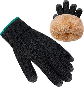Kids Winter Gloves Boys Girls Children Fleece Knitted Warm Gloves Thermal Snow Mittens for Cold Weather 3-8 Years