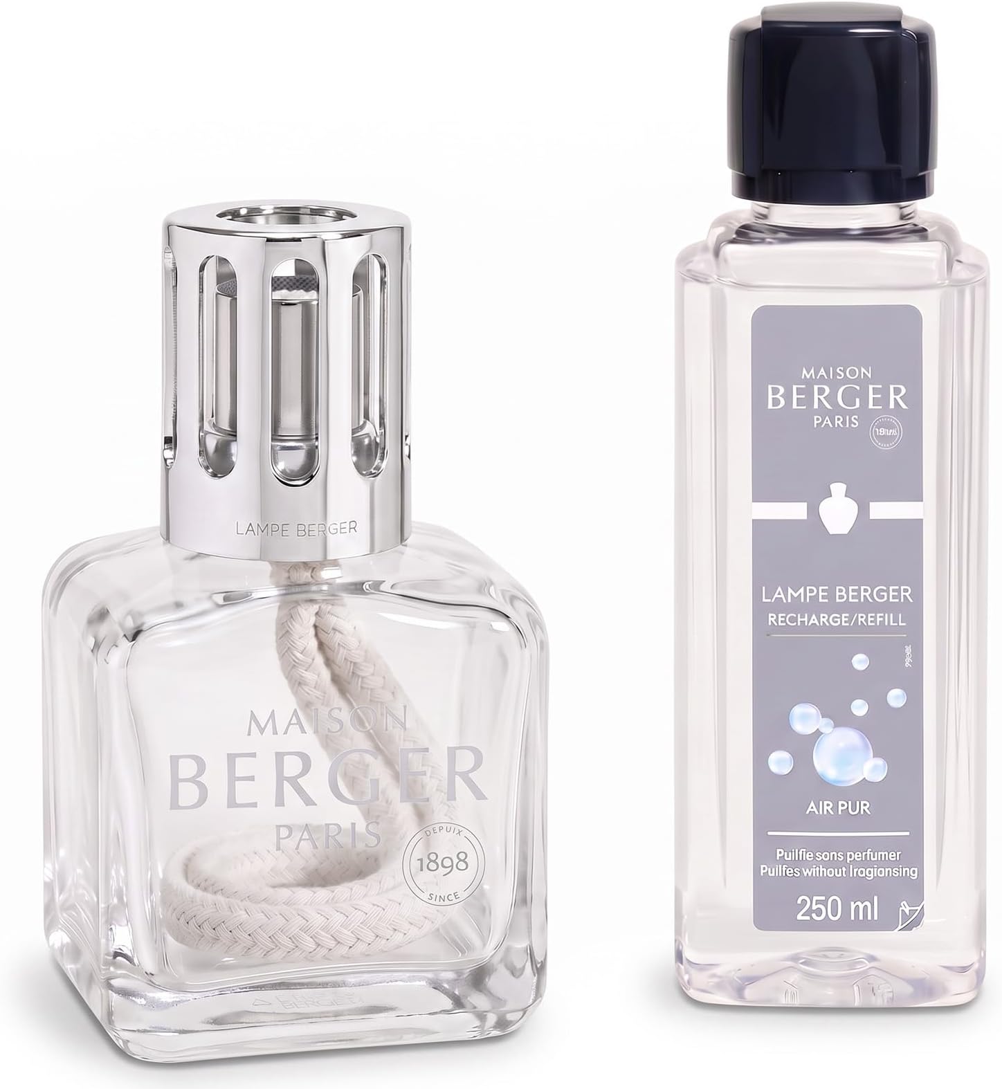 Lampe Giftset Ice Cube - Home Fragrance Diffuser - Perfuming - 5.5 x 5.2 x 8.5 inches - Made in France - Includes Fragrance Essential Neutral 8.45 Fluid Onces - 250 milliliters (Clear)