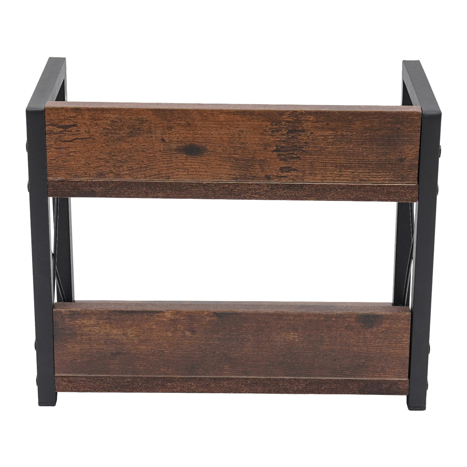 Gewürzregal, Küchenregal Stehend aus MDF und Eisen, 2 Etagen Gewürzständer für Arbeitsplatte, Stabiler Küchen Organizer mit 30kg Belastbarkeit, Rutschfest, Braun, 30x15,75x26,42cm