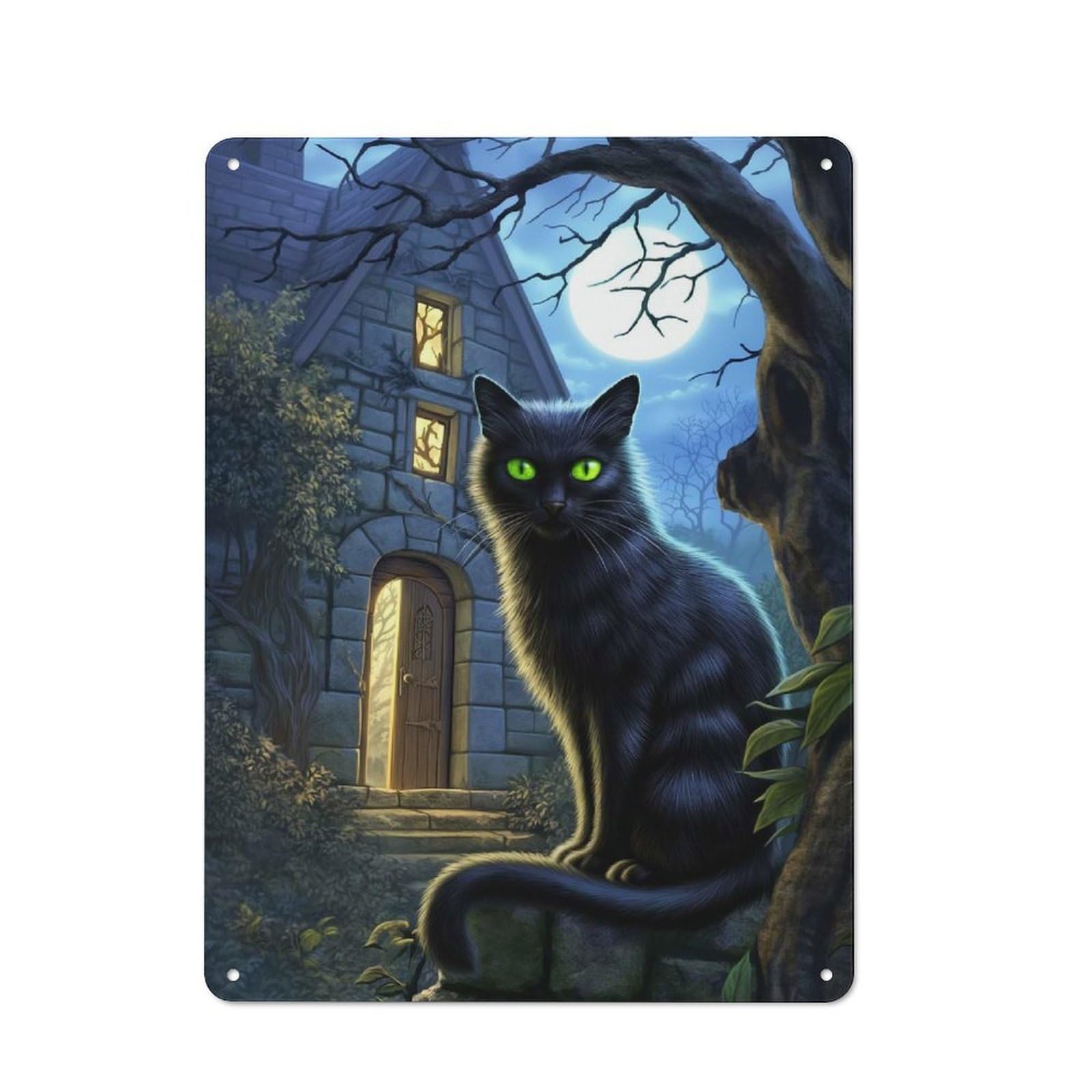 Junmoney The Cat Haunting Gaze Metal Plaque 40X30cm With For Pub Or Café, Rustic Decor, For Pub Decor Enthusiasts