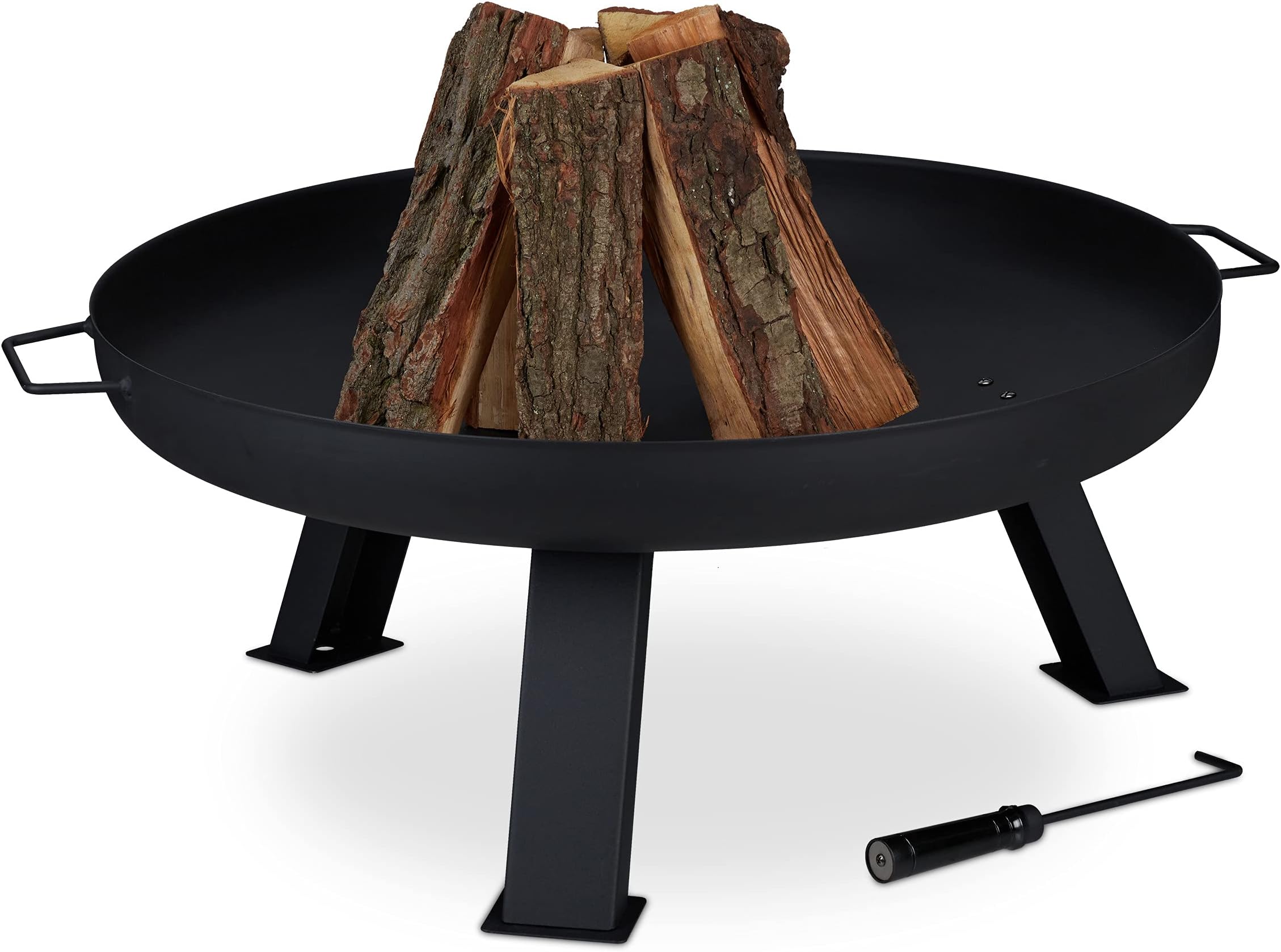 Braciere Da Esterno Relaxdays Con Protezione Calore E Attizzatoio - Nero - Foto 6