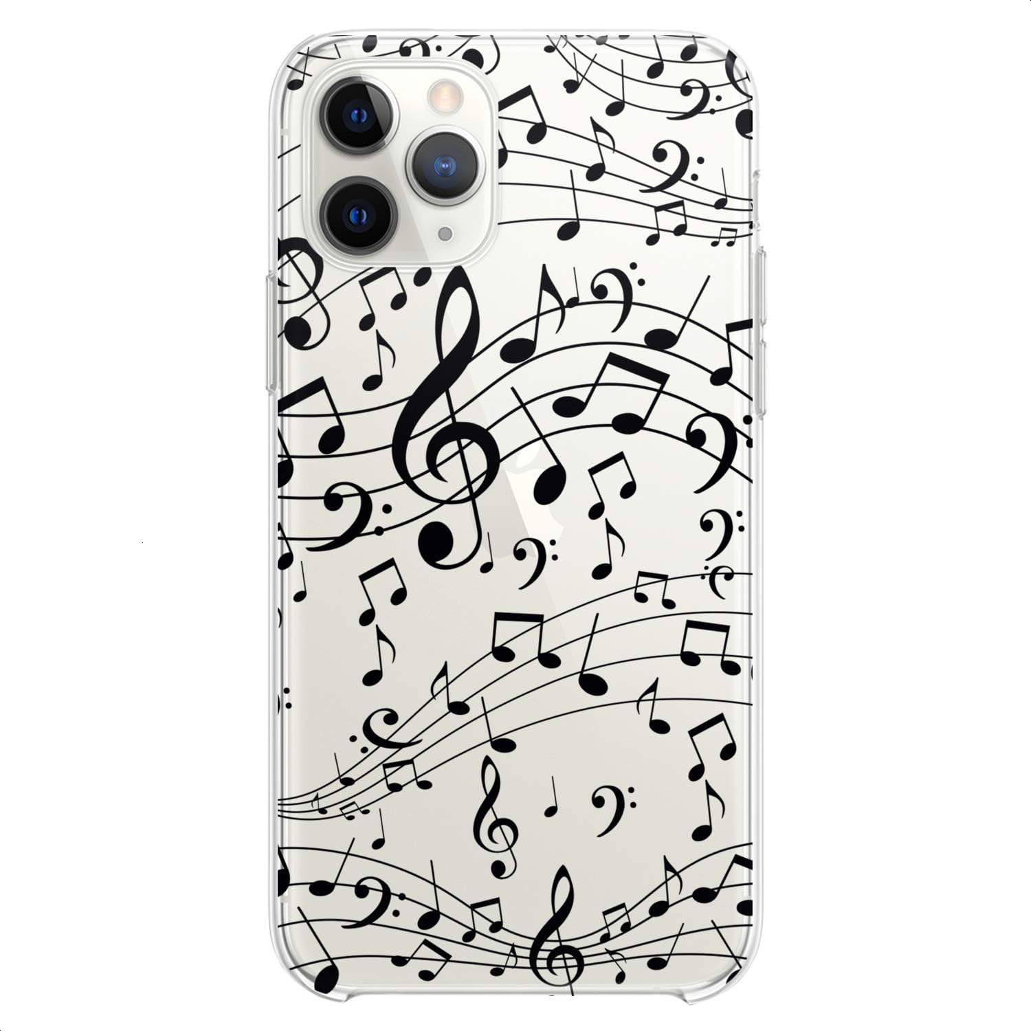 TPU Case Compatible with Apple iPhone 11 Pro 2019 Model New Back Cover 5.8 inch Treble Soft Clef Black Cute Melody Contoured Slim fit Cute Clear Music Print Singer Design Flexible Silicone Fun