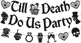 Till Death Do Us Party Banner Halloween Bachelorette Party Decorations Rip Single Life Bride or Die Bridal Shower Wedding Engagement Party Supplies