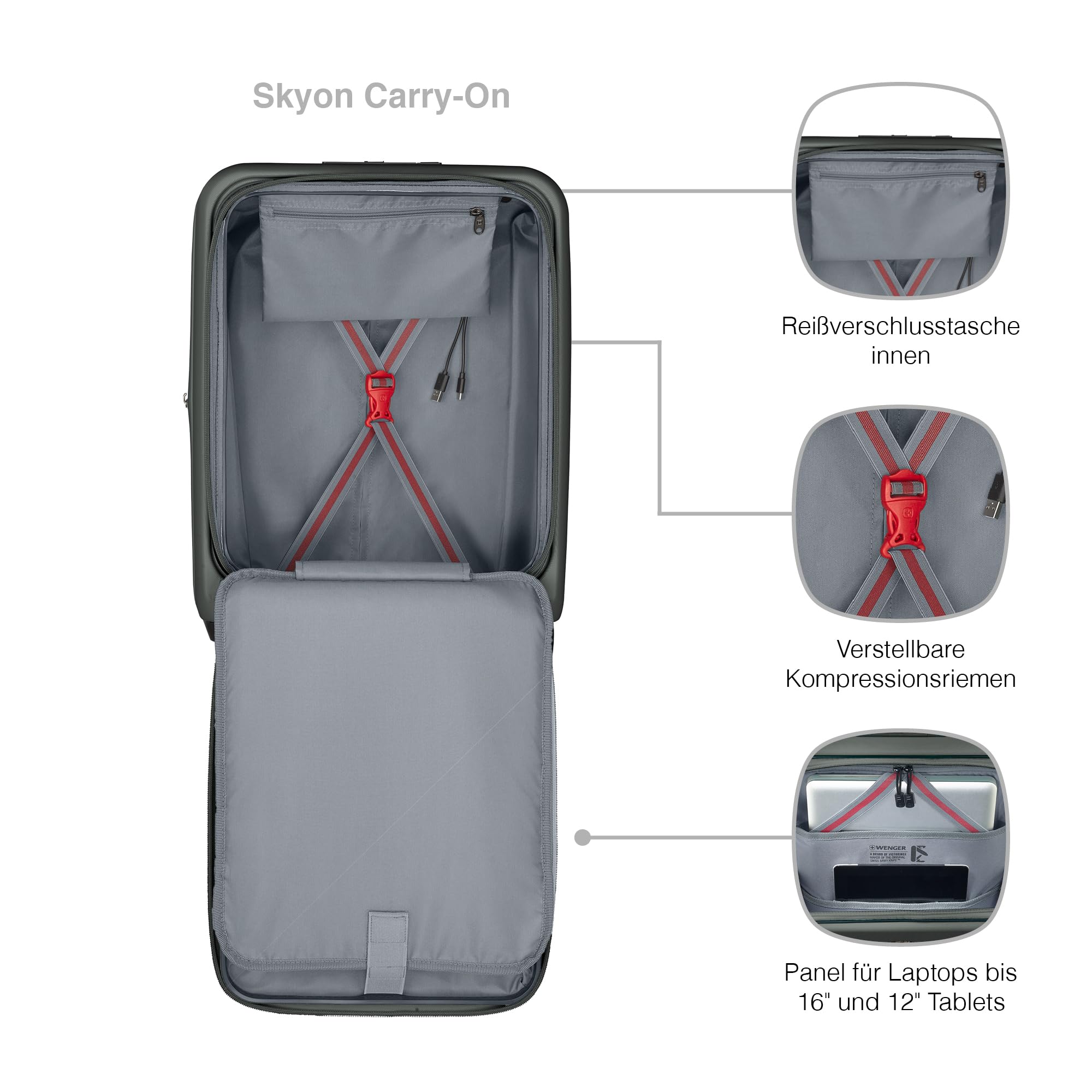 WENGER Skyon, zestaw 2 walizek twardych (S/L), 4 podwójne kółka, 103 (120) l, zamek TSA, antracytowy, 653565