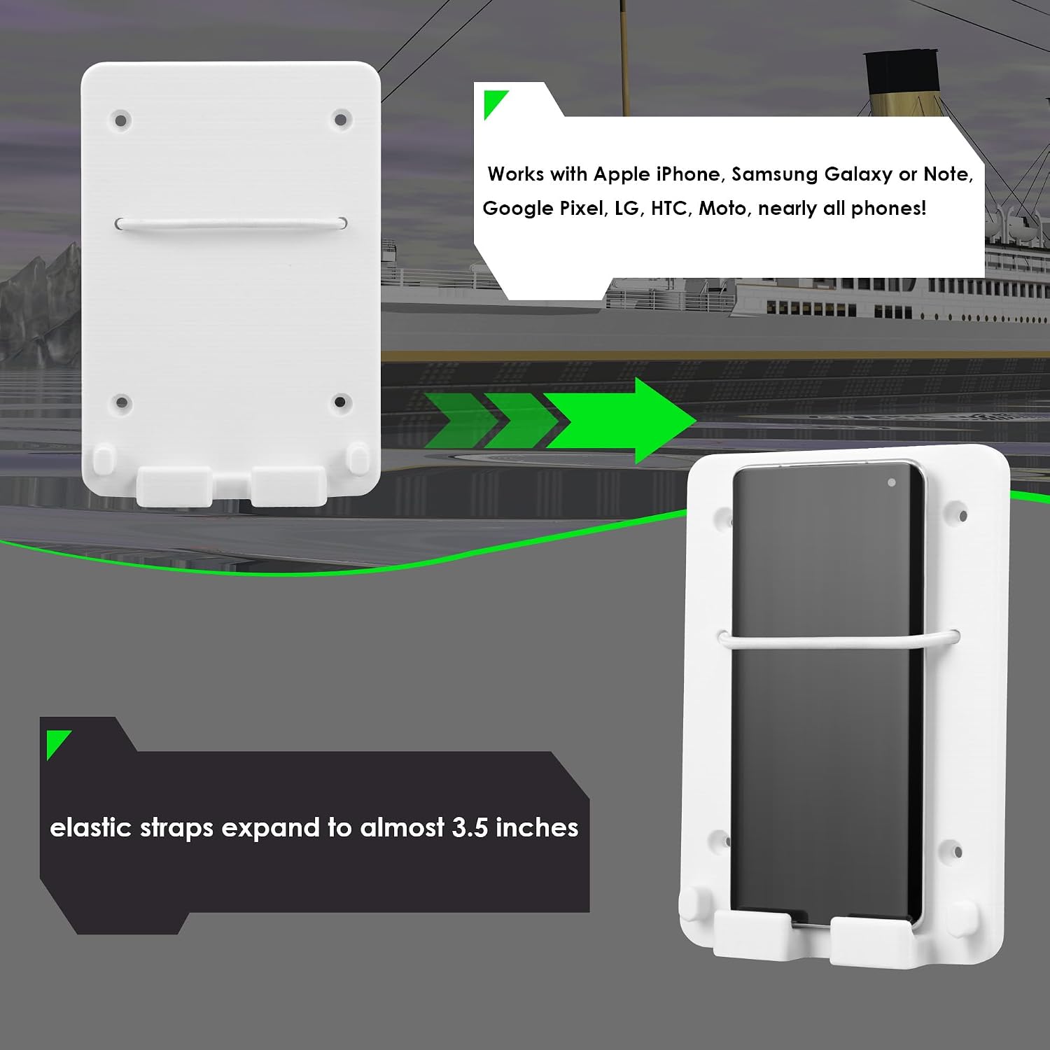 Dash Mount Phone Holder, Boat ABS Plastic Phone Holde,Marine Dash Accessory Perfect for Boat Center Consoles (White)
