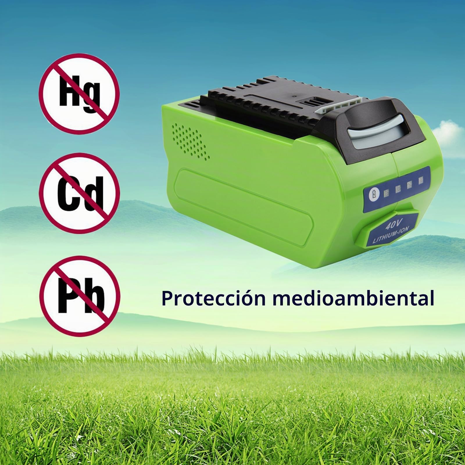 Exmate Batería 40V 5.0Ah para GreenWorks 29472 29282 2601102 24252 29462 29302 29662 G-MAX（No Apto para Primera generación:Greenworks G40TL）