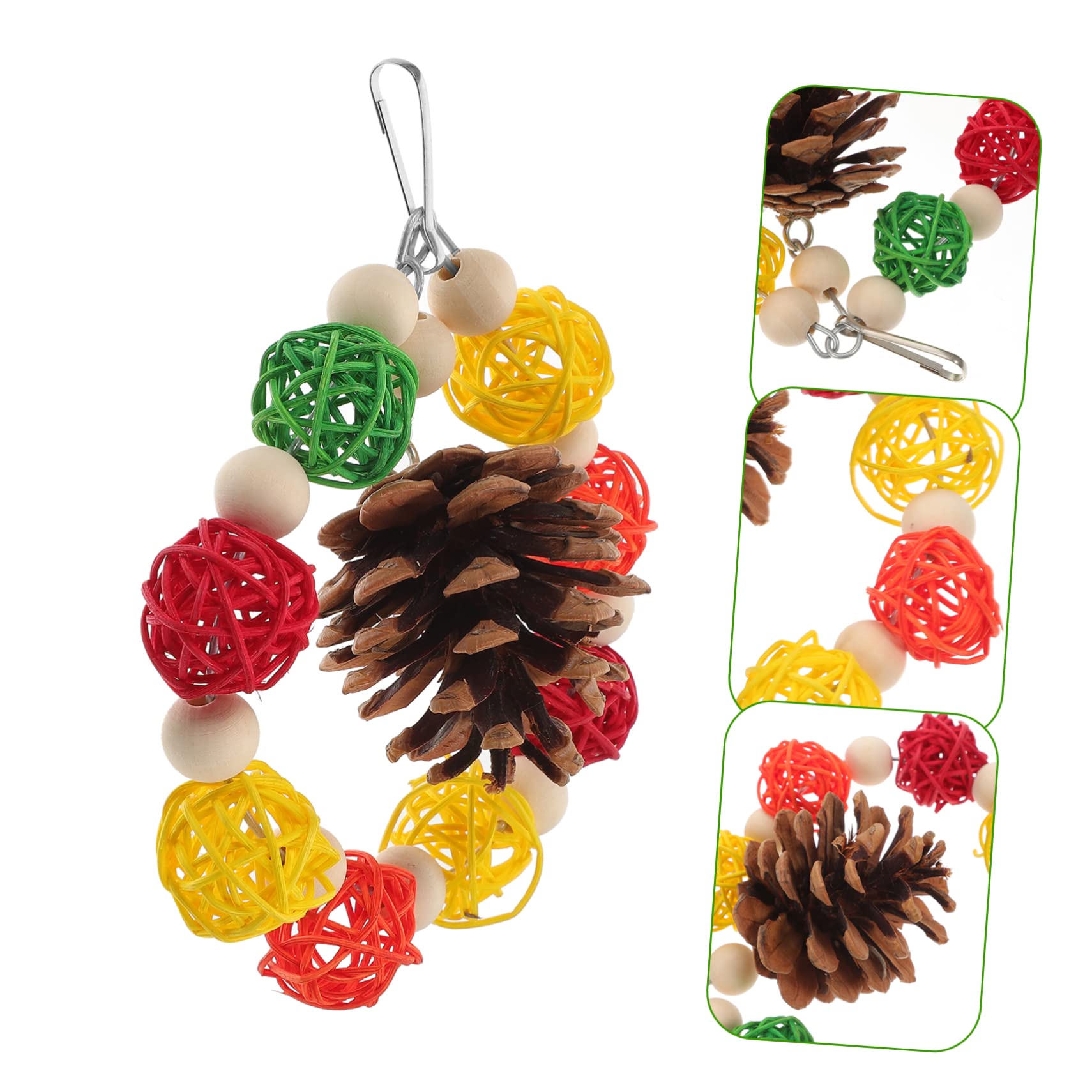 minkissy 4pièces Jouet De Mâcher pour Oiseaux avec Cônes De Pin Et Rotin Jouet De Naturel pour Perroquets Et Oiseaux Amusement Sécurisé Et Décoratif pour Cage