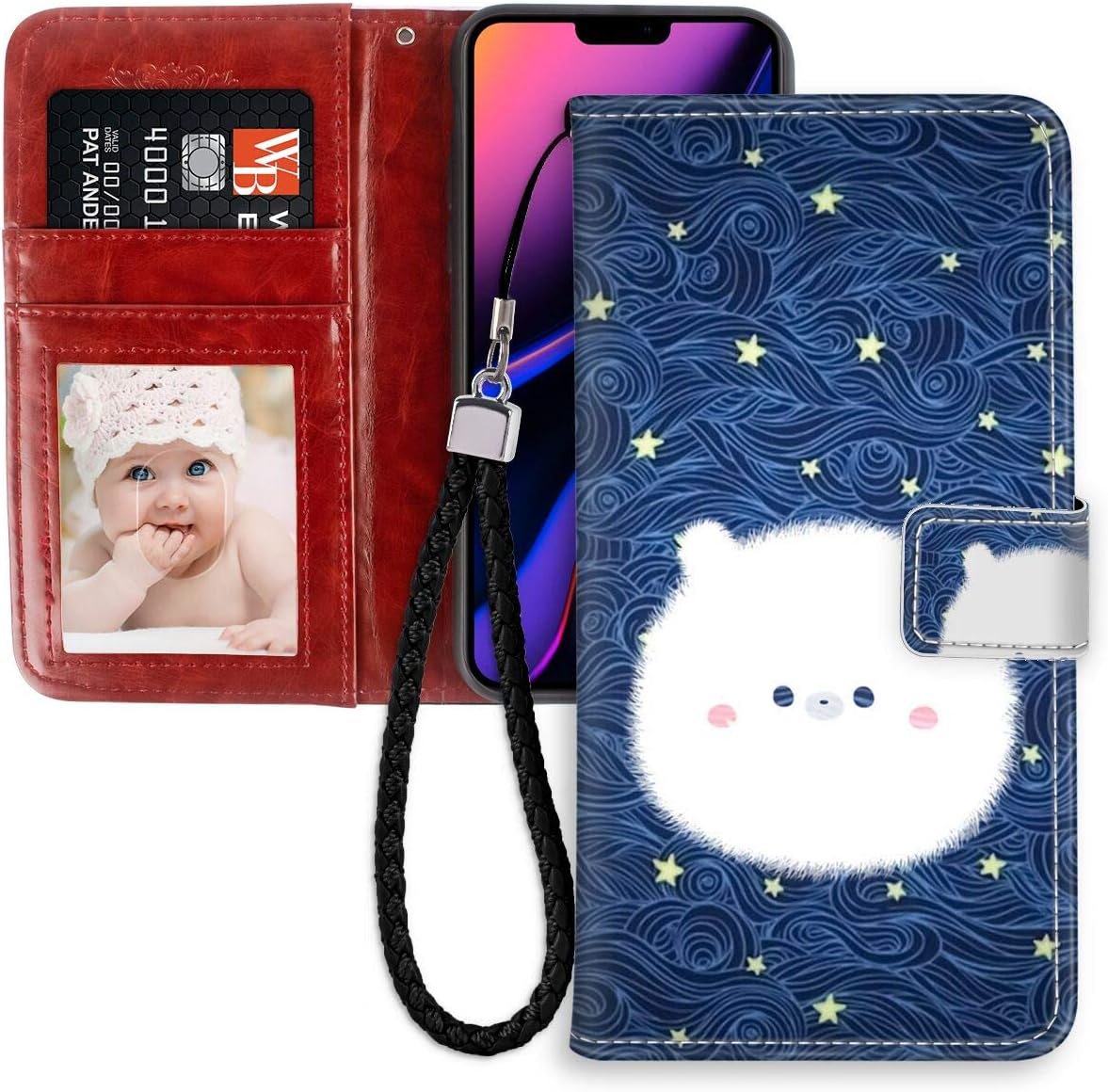 Phone Wallet Case Fit Apple iPhone 11 Pro Max (2019) [6.5inch] Cute Polar Bear Faux Leather