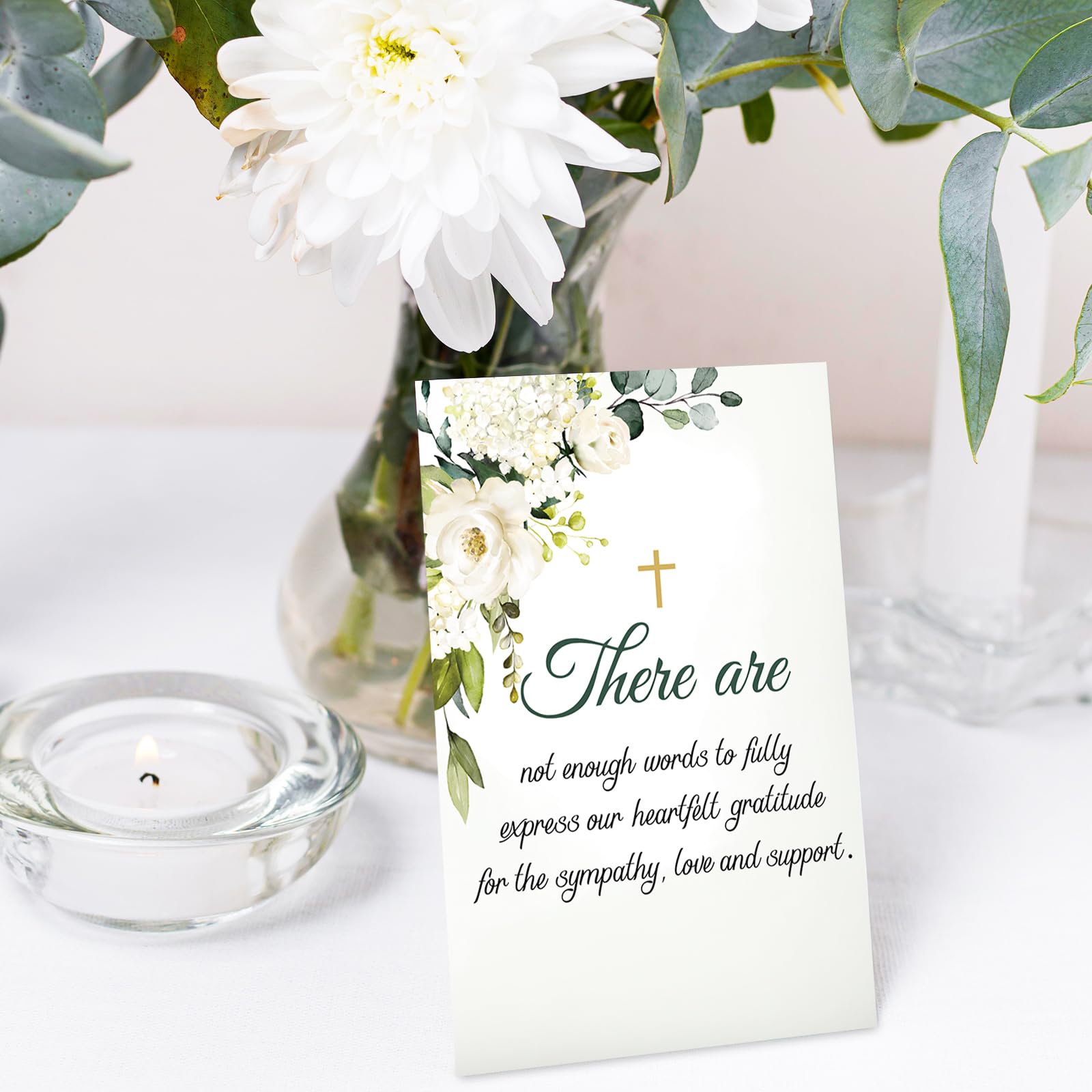 JarThenaAMCS Lot de 100 cartes de remerciement funéraires à l'aquarelle avec enveloppe autocollante pour deuil - Pour service commémoratif - Célébration de la vie