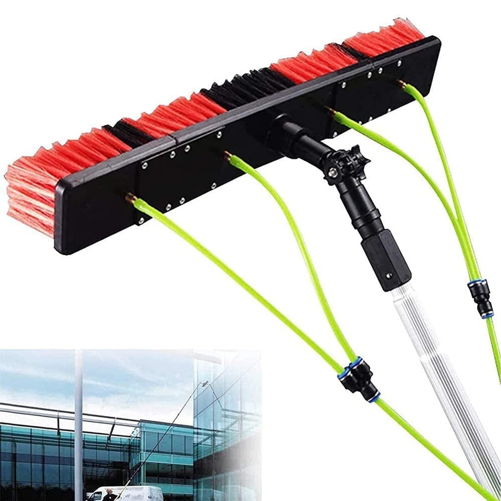 GTHTUHFD 7M Water Fed Pole Kit With Solar Panel Cleaning Brush Telescopic Window Cleaner Extendable Water Spray Washer 30Cm Brush Head For Efficient Cleaning,50cm Brush Head-7m/22.9ft