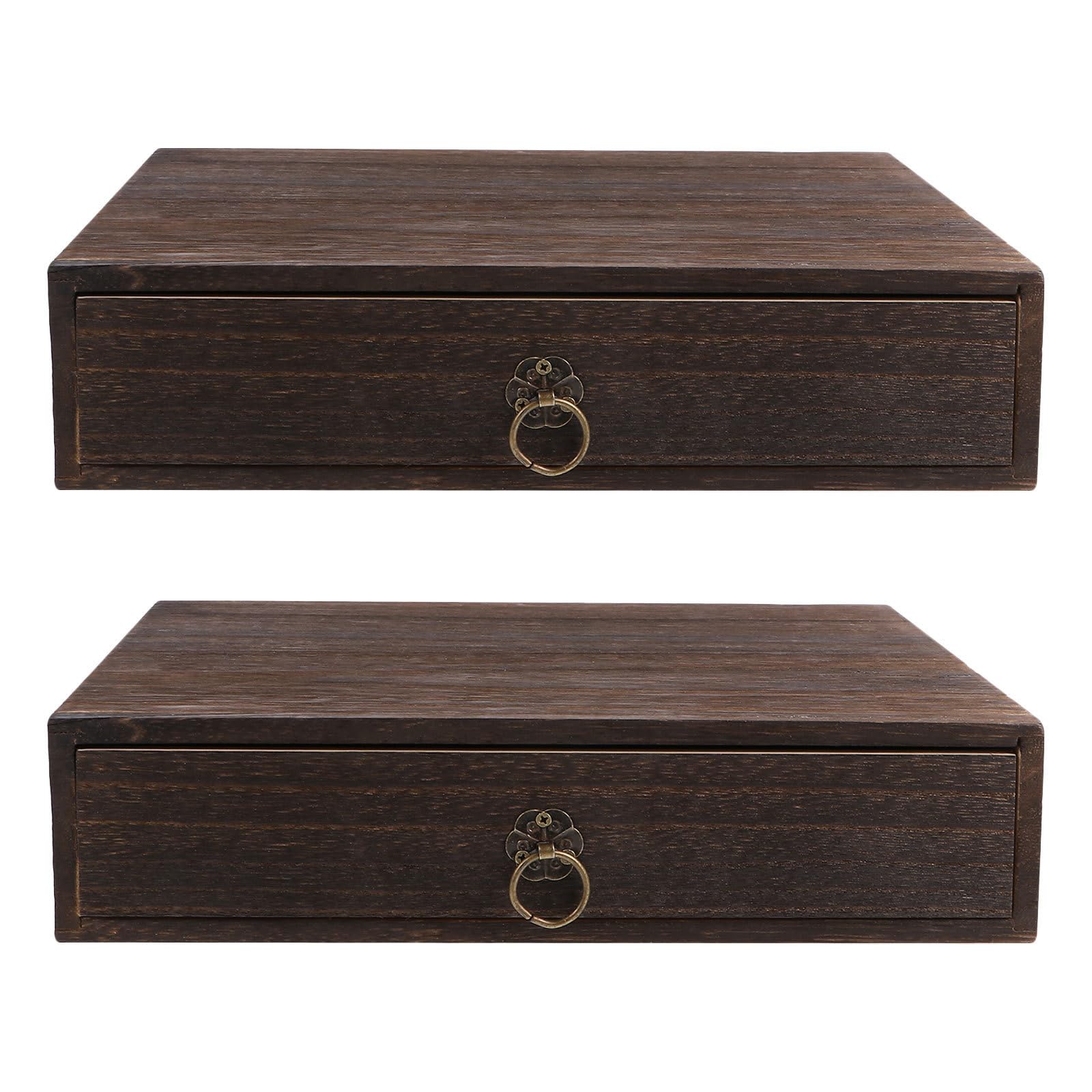 2 Pezzi Organizer da Scrivania in Legno Vintage