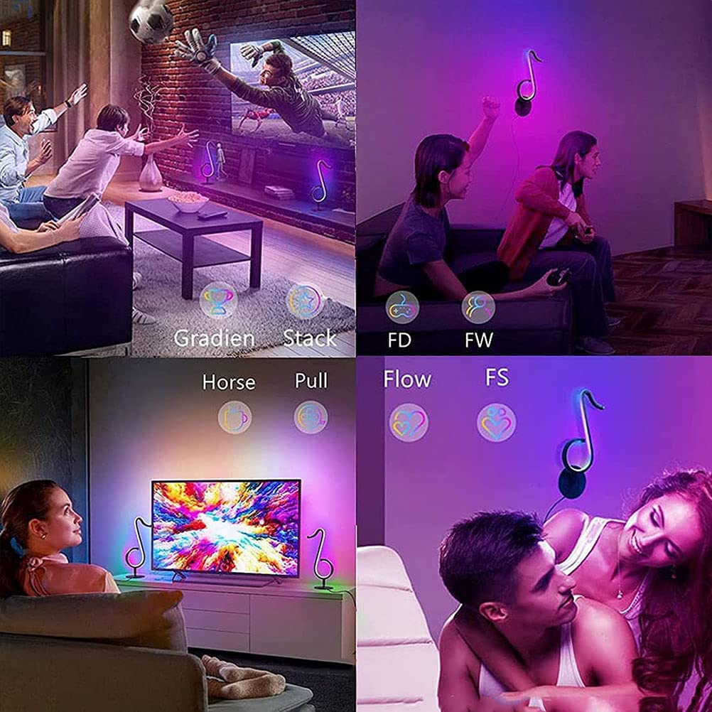LED Wandleuchten RGB Innen LED Smart Atmosphäre Tisch-Wandlampe Dimmbar Farbwechsel mit App Steuerung und Fernbedienung Musiknote USB Neonlichter für Wohnzimmer Party Bar Weihnachten Geschenk