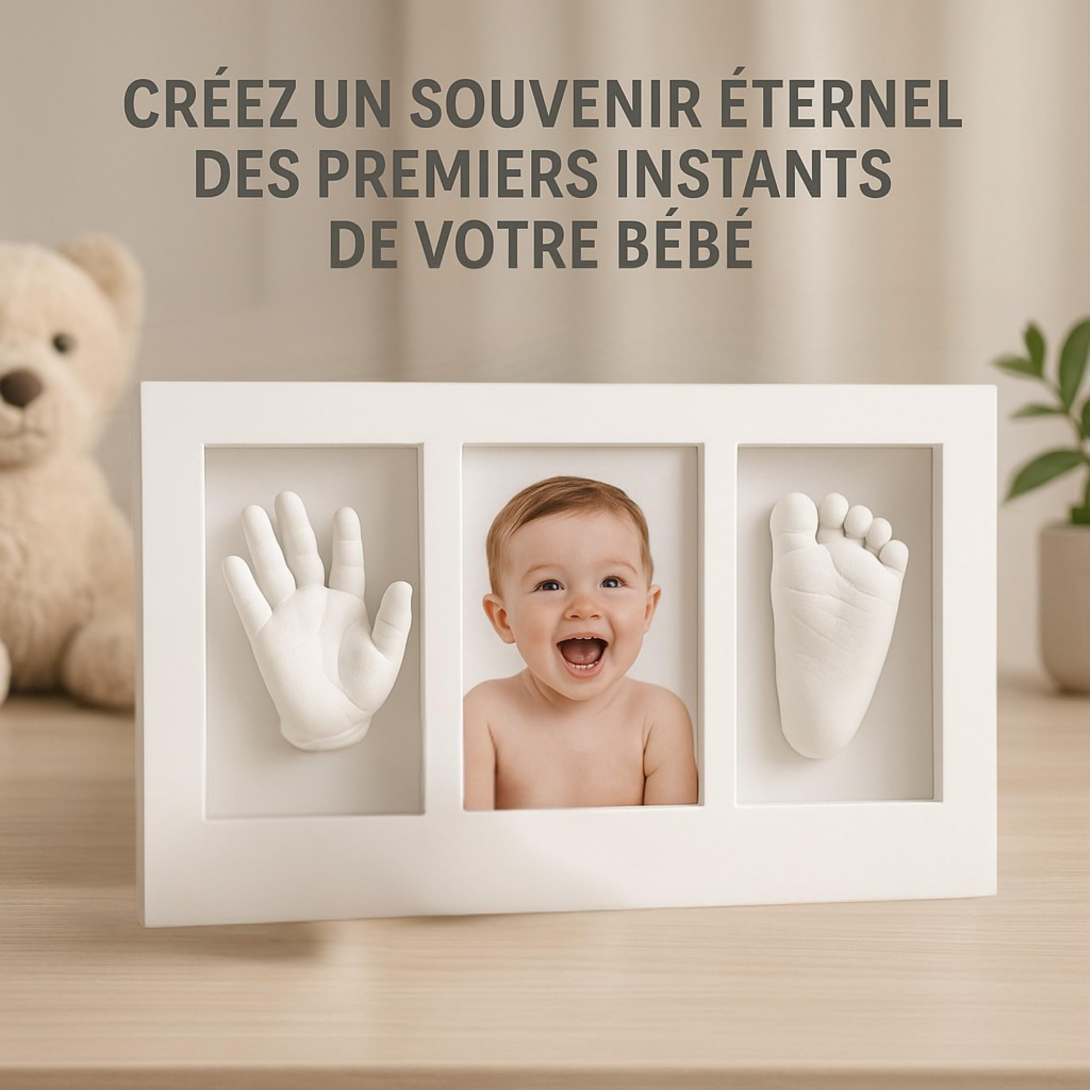 Coffret Naissance Personnalisé Plâtre Non Toxique Kit Empreinte Main Pied Bébé Cadeau Baby Shower Baptême