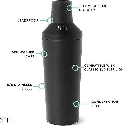 Miniatura 13 de Simple Modern Juego de coctelera con tapa jigger Mezclador de Martini aislado de acero inoxidable Boston para cócteles sin alcohol Regalos