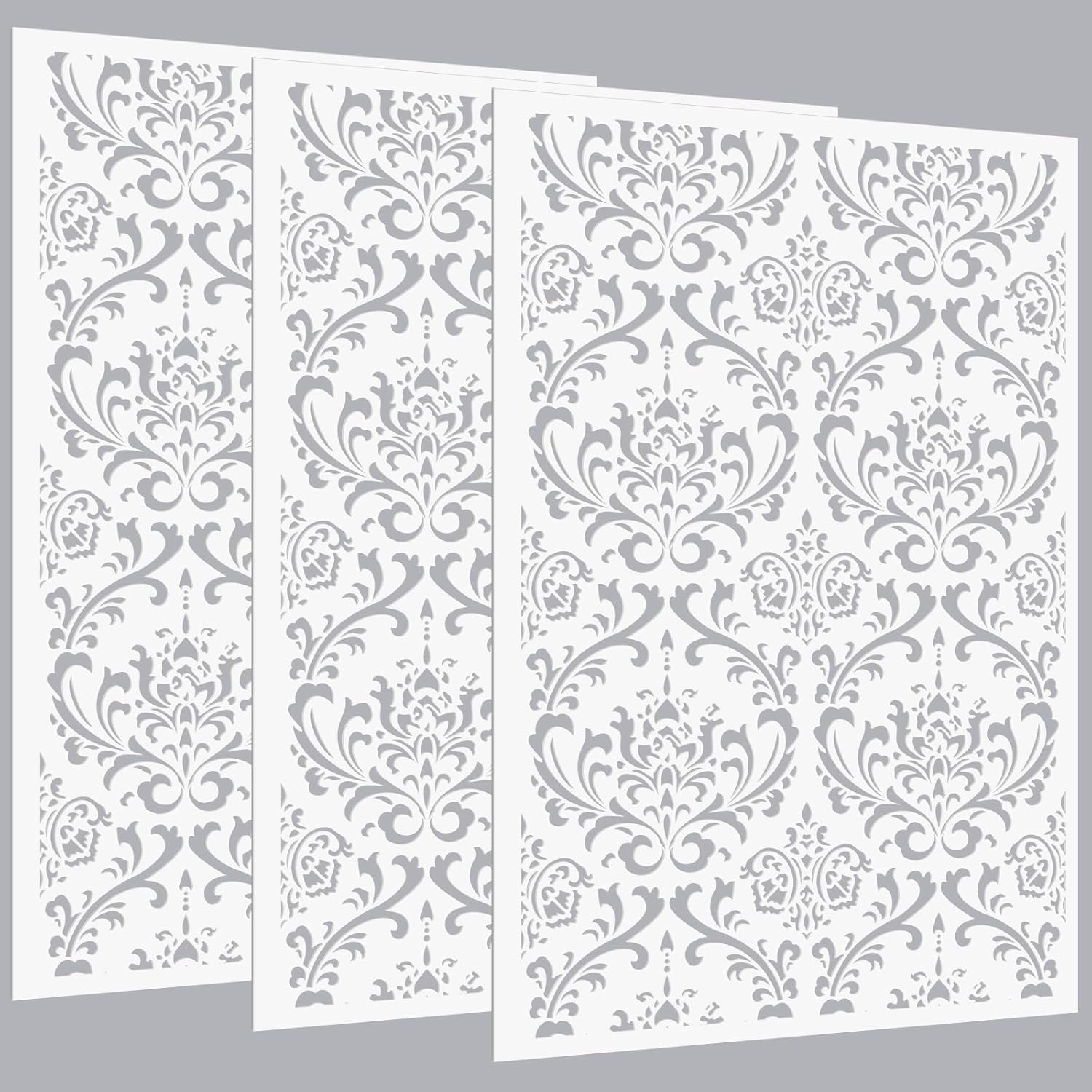 3 Pcs Forest Wall Stencils for Painting 36" x 23" Large Wall Stencil Reusable Fern Boho Wallpaper for Kitchen, Room, Furniture Floors Home Decor(Classic Style)