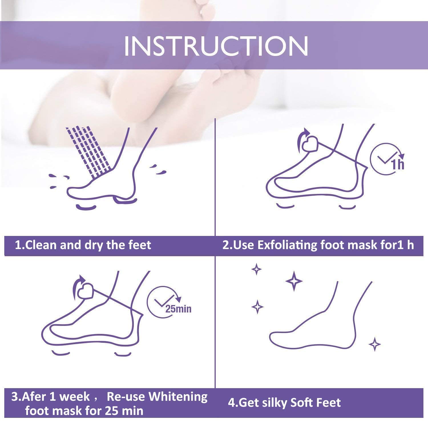Masque Peeling Exfoliant Pieds Anti-Callosités Chaussette Hydratante Wolady 2 Paires Blanchiment Pieds En Lavande Aloe Vera