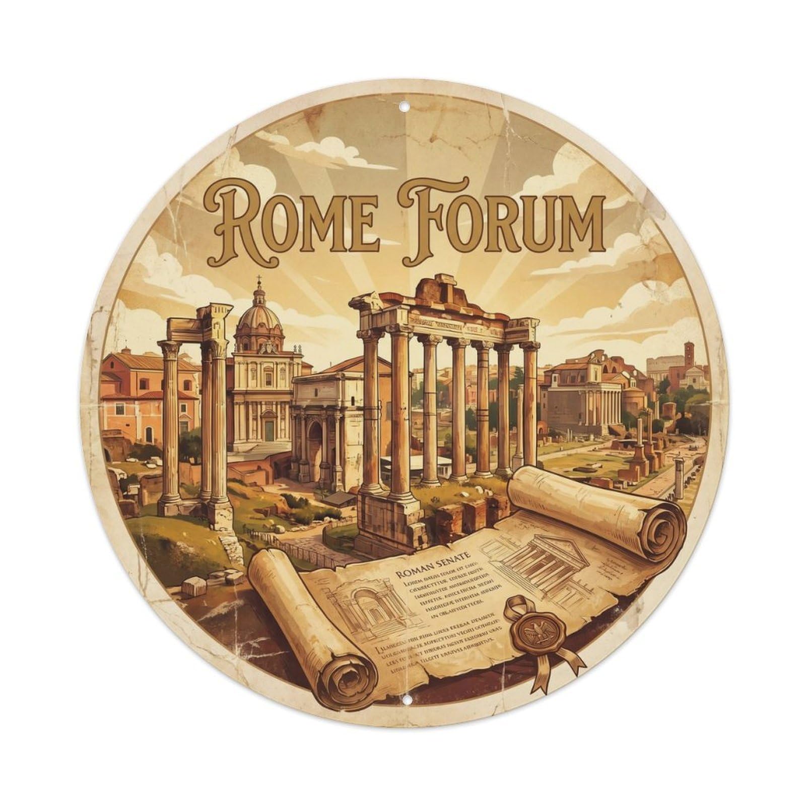 Rome Italy Forum Roman Heritage Travel Classic Metal Tin Sign