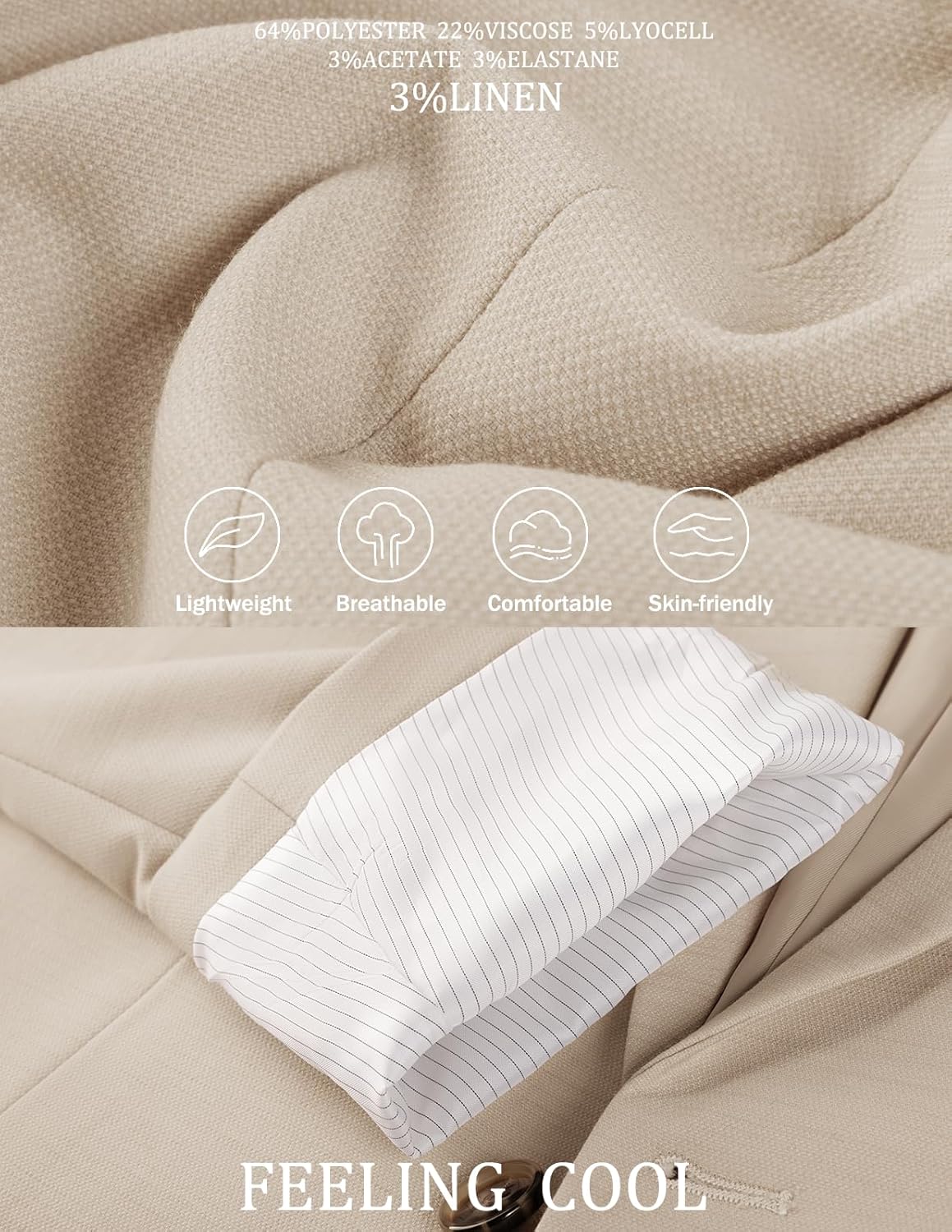 PJ PAUL JONES Mens Casual Blazer Sport Coats Two Buttons Lightweight Suit Jacket