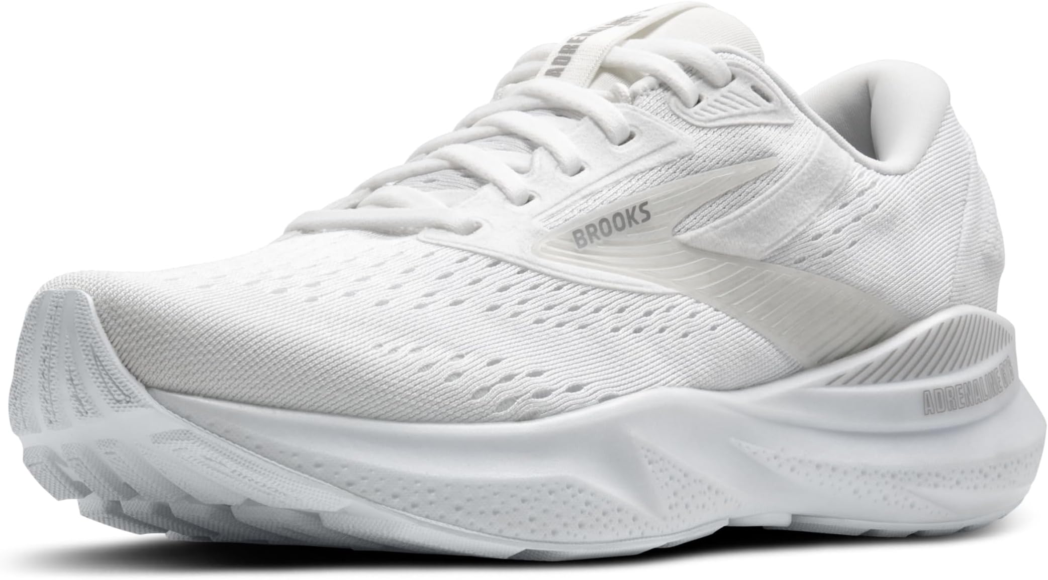 all white running sneakers