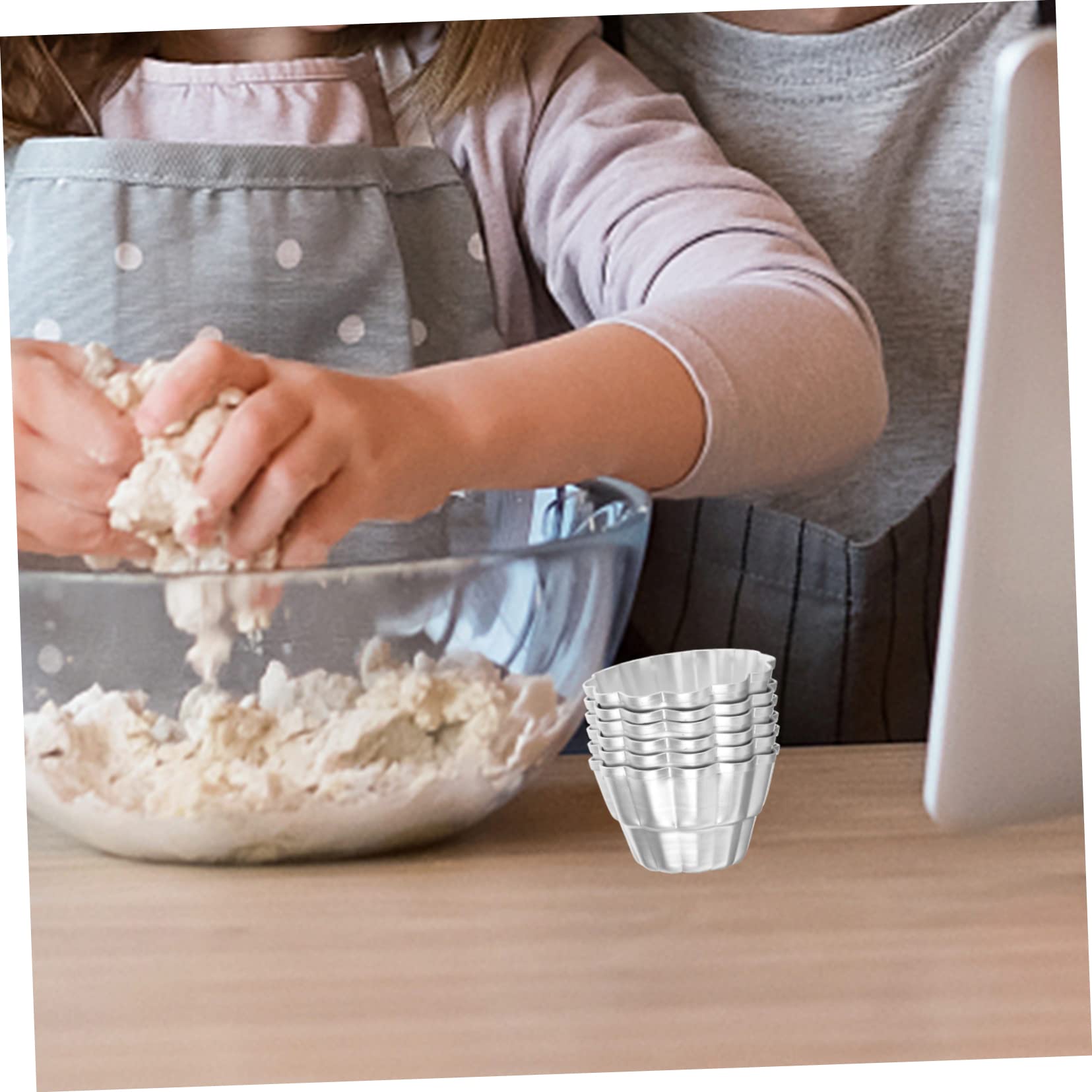 Cabilock 6pcs Aluminum Alloy Baking Tart and Jelly Molds Non Stick Pudding Mold for Desserts Pudding and Muffins for Home Baking and Celebrations