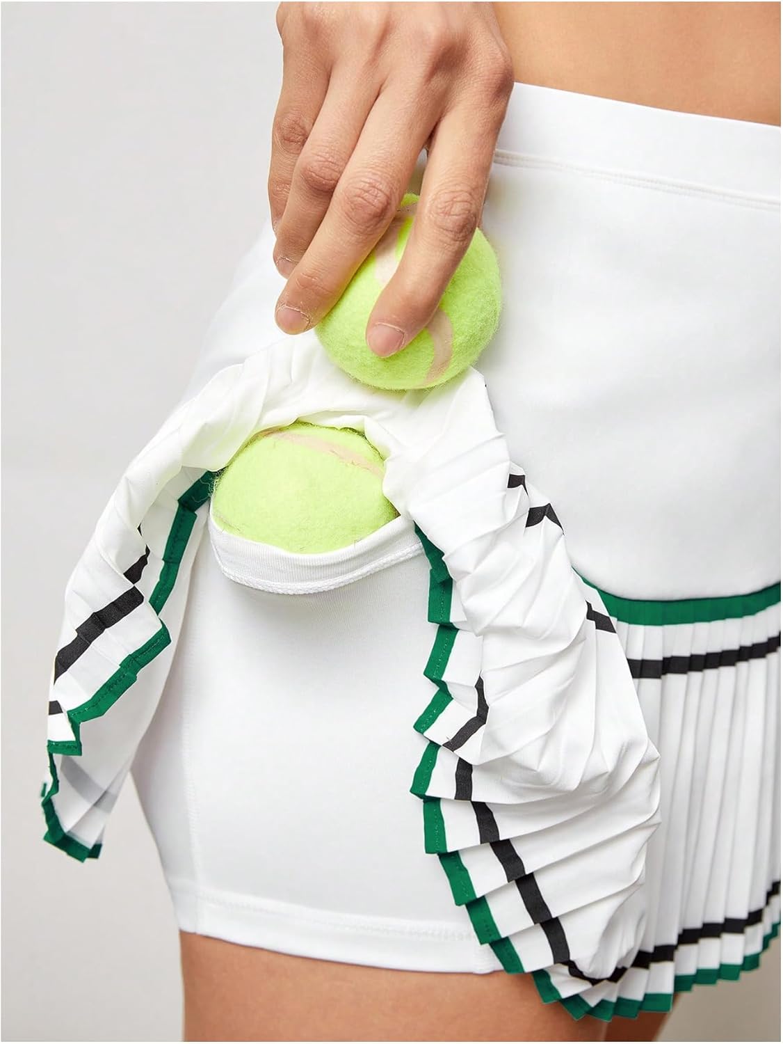 Verdusa Women's Pleated Tennis Skirt Striped Golf Skirts Mini Athletic Skort with Pockets - Image 4