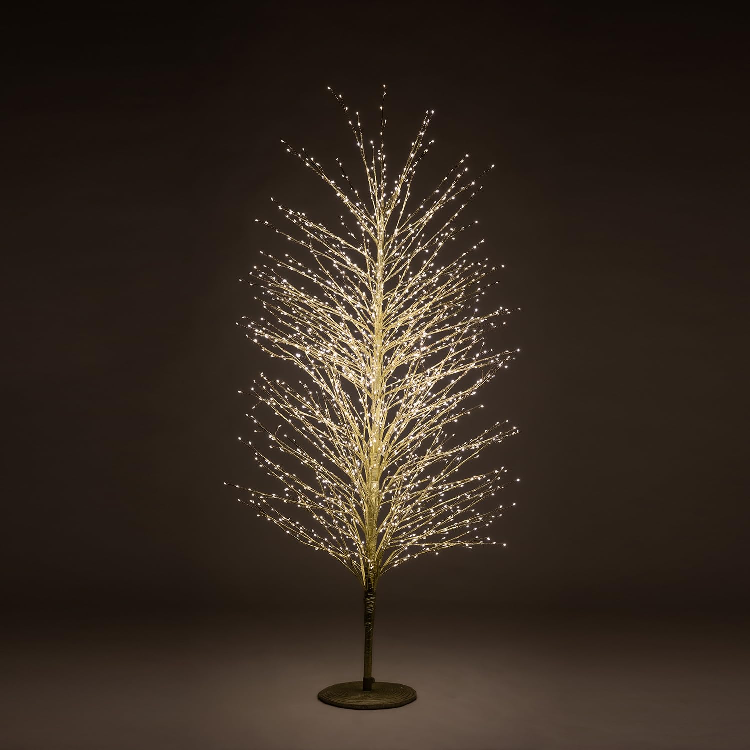 Albero Faggio con 1500 Mini Led Luce Calda Altezza 150 cm Tronco e Rami Colore Oro