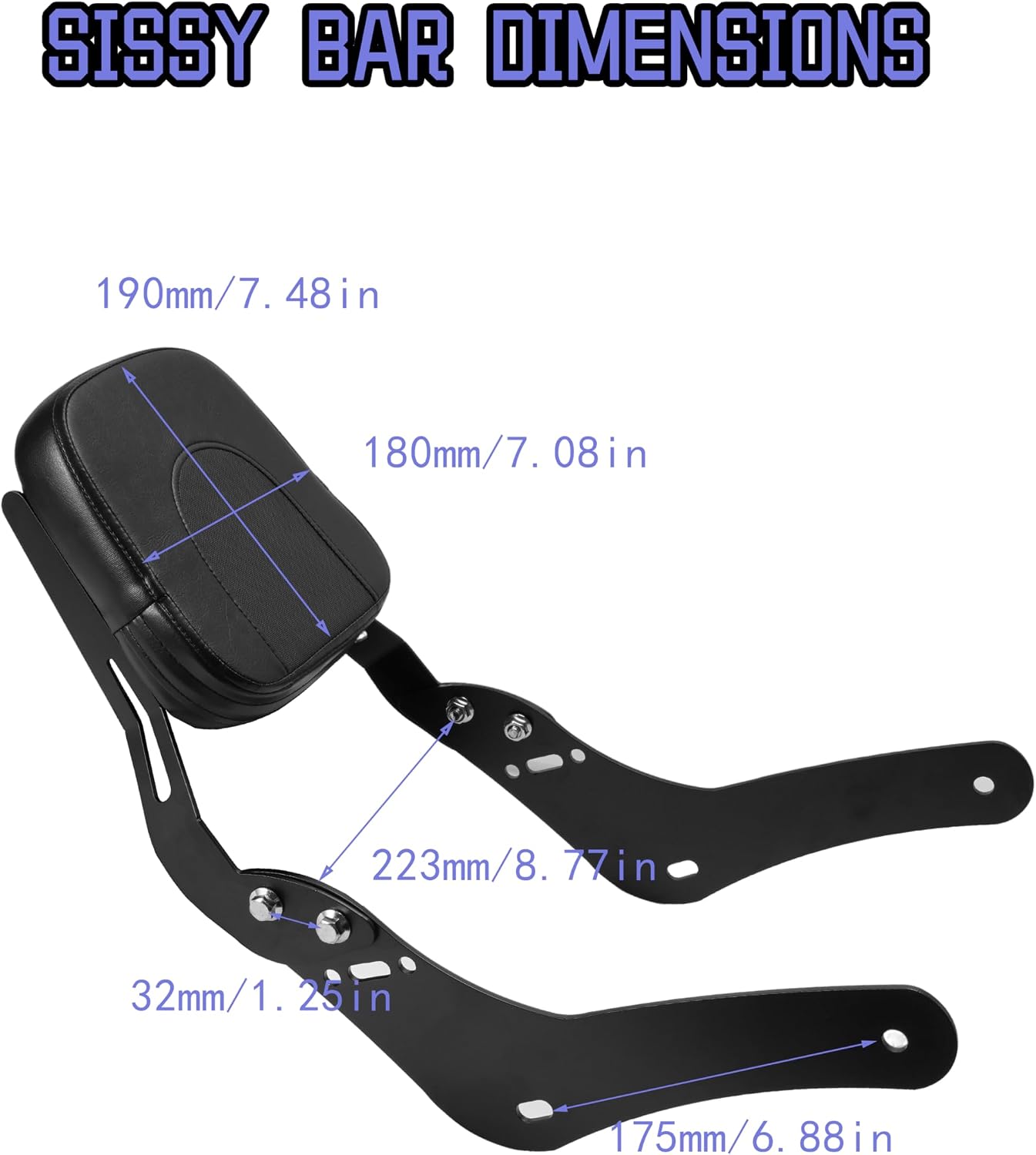 Motorcycle Sissy Bar for Rebel 300 500, Rear Passenger Backrest, for Honda CMX500 Rebel CMX 300 CMX 500 (2017-later)