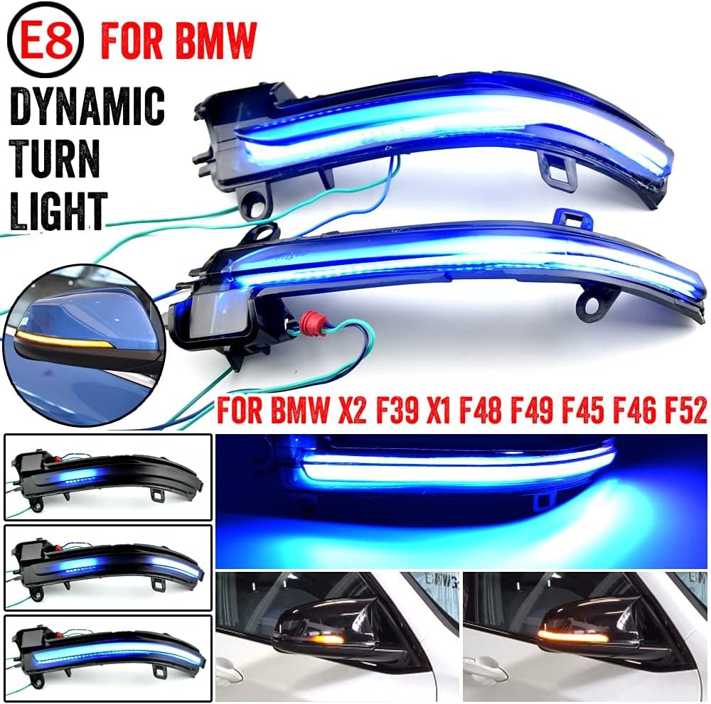 2pcs Dynamic Sequential Blink Compatible with B-MW 3er G20 G21 G28 G2x 2019 2020 LED Side Mirror Turn Signal Light Assembly-Blue and Yellow