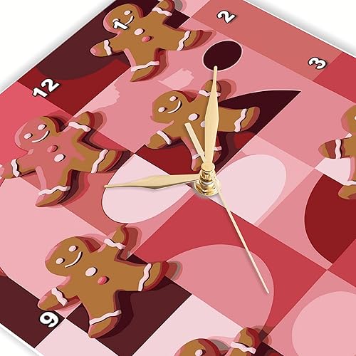 Miniatura 3 de 3dRose, Reloj de pared de 10 x 10 pulgadas para hornear galletas de Navidad retro de hombre de jengibre