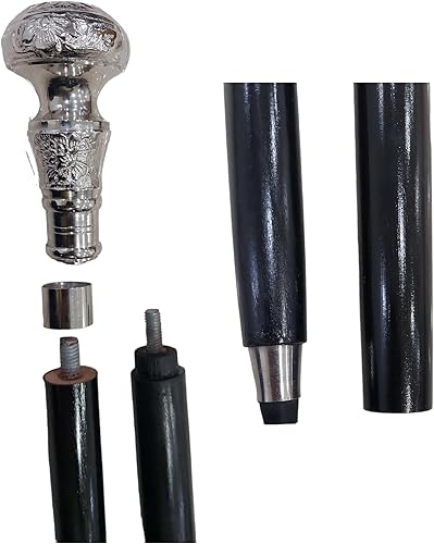 Miniatura 5 de Bastón de madera antiguo vintage plateado con mango de latón plateado, regalo para abuelo, regalo de Navidad