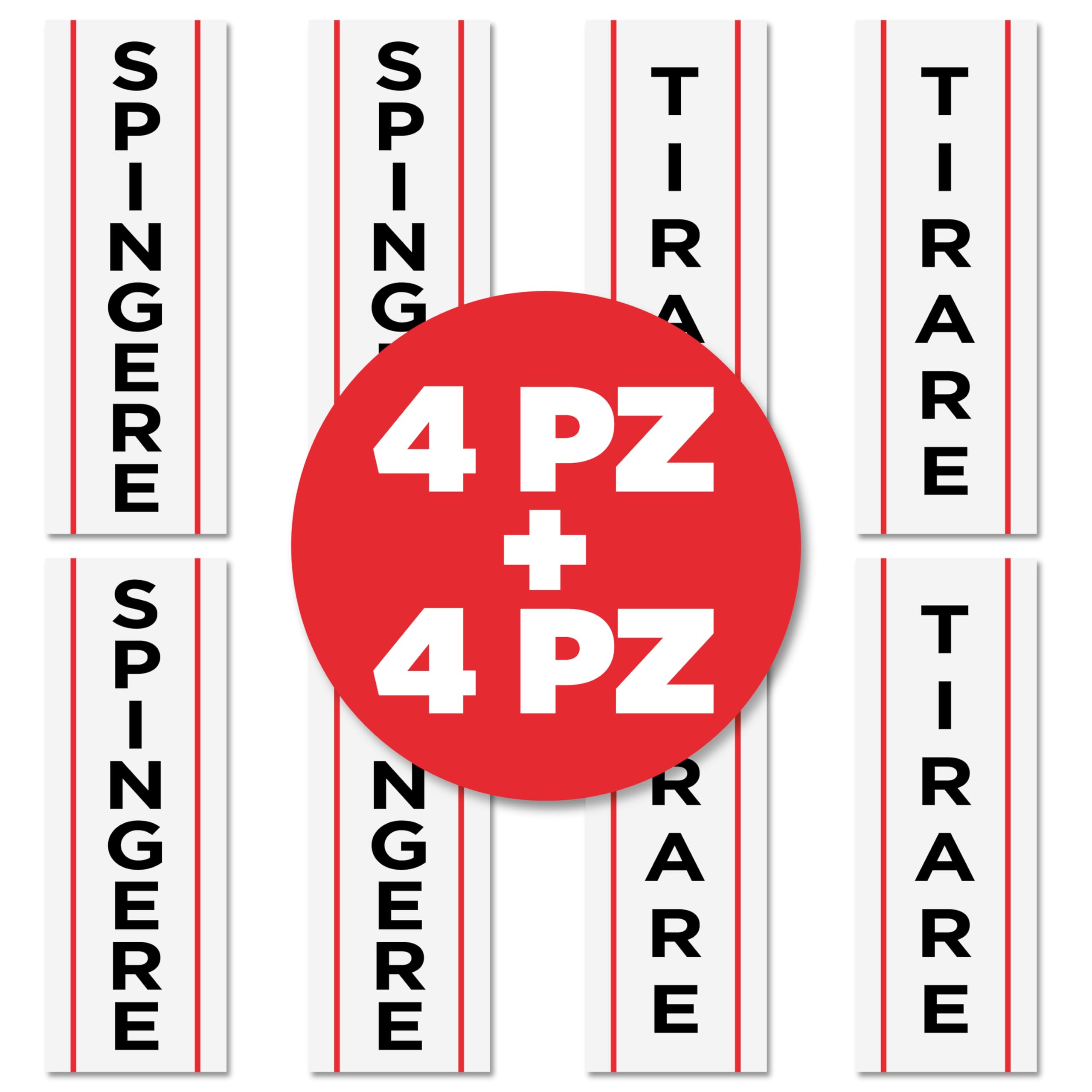 Adesivi SPINGERE E TIRARE - Set Da 4 Pezzi Per Porte | Vinile Resistente Per Interni Ed Esterni | 15x5 Cm