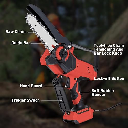 Miniatura 5 de Mini motosierra inalámbrica para batería Milwaukee M18, motosierra eléctrica sin escobillas de 6 y 8 pulgadas, sierra de mano engrasadora automática