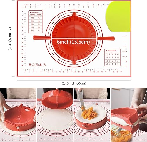 Miniatura 2 de Prensa Empanada de 6 pulgadas, con alfombrilla de pastelería antiadherente grande y corte de masa para hacer pasteles, empanadas, calcomanías para