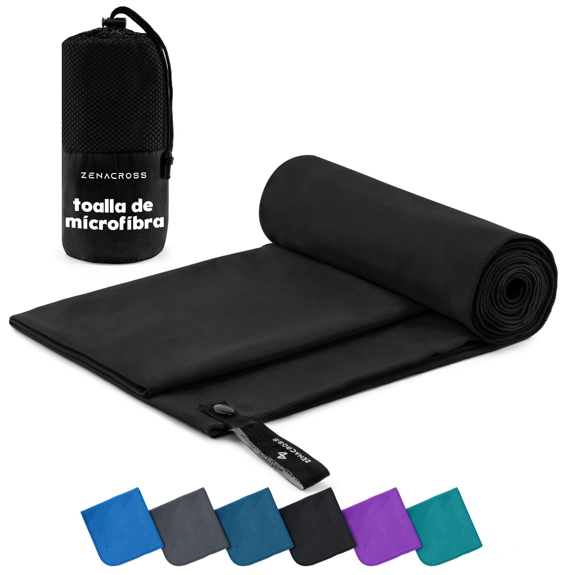 ZENACROSS Toalla Gimnasio con Bolsa de Transporte - Toalla Microfibra de Secado Rápido y Versátil - Toallas Gimnasio Talla S - 100 x 50 cm - Azul Marino — view 11