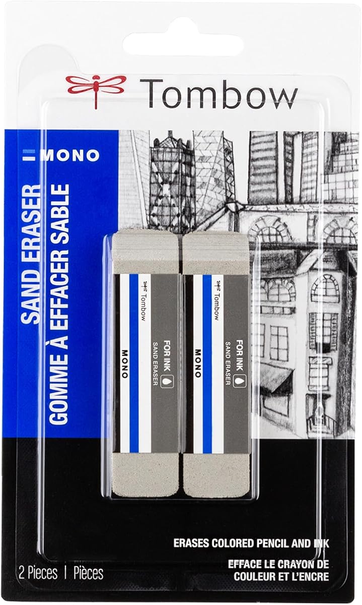 67304 Borrador monocromático de arena, paquete de 2. Borrador de sílice diseñado para eliminar marcas de lápiz y tinta de colores...