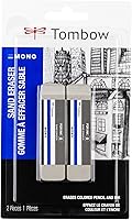 Vista 1 de Tombow 67304 Mono Sand Eraser, 2-Pack. Silica Eraser Designed to Remove Colored Pencil and Ink Markings
