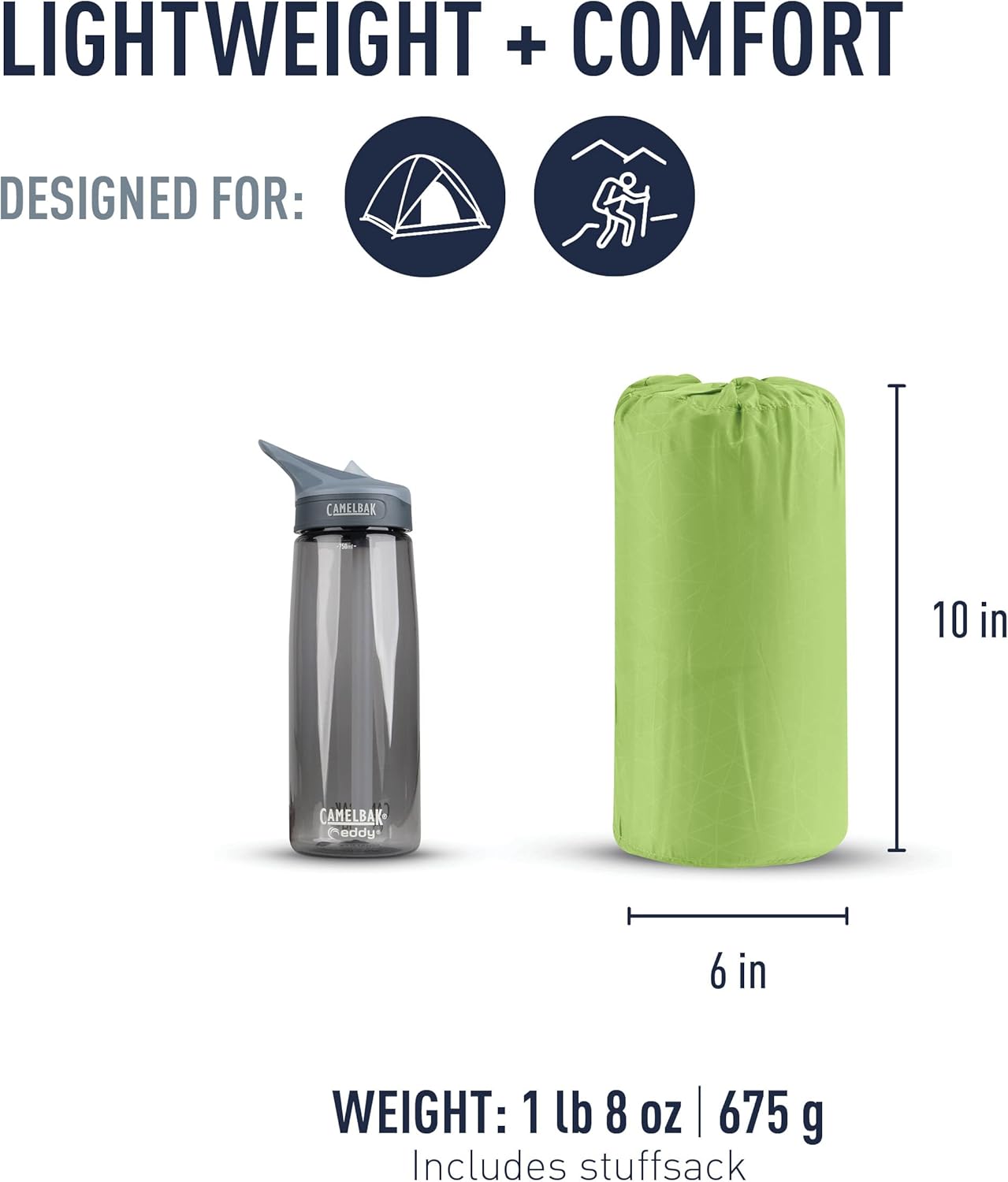 Sea to Summit Comfort Light Self-Inflating Foam Sleeping Pad for Camping and Backpacking, Regular (72 x 20 x 2 inches)