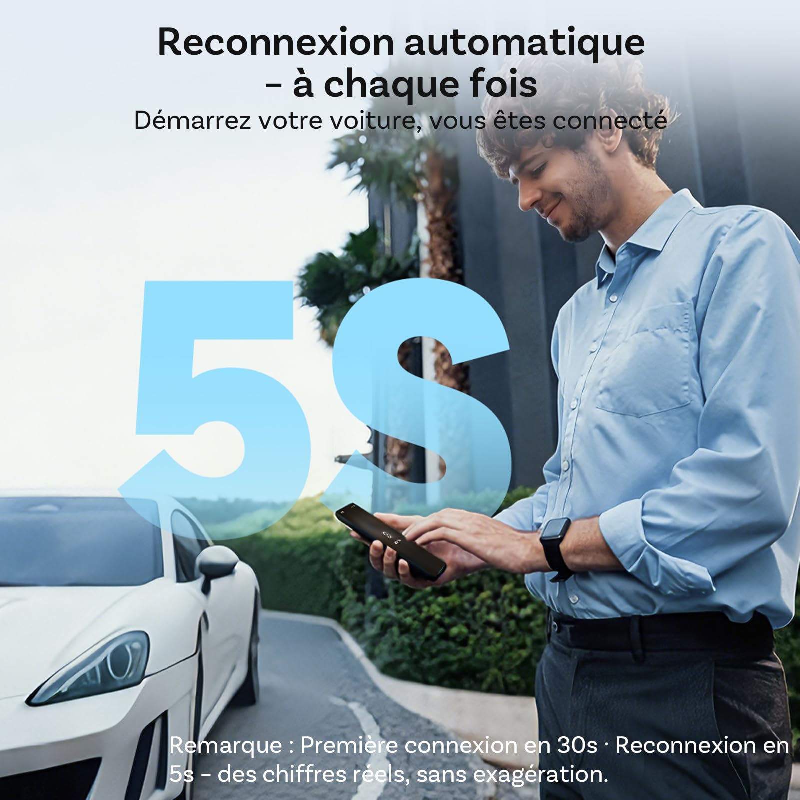 OTTOCAST Adaptateur CarPlay sans Fil et Android Auto 2 en 1, Mini Nova 2026 Adaptateur CarPlay Wireless, Compatible ChatGPT Gemini (iOS 26.3+), Plug & Play pour Voitures CarPlay/Android Auto Filaires