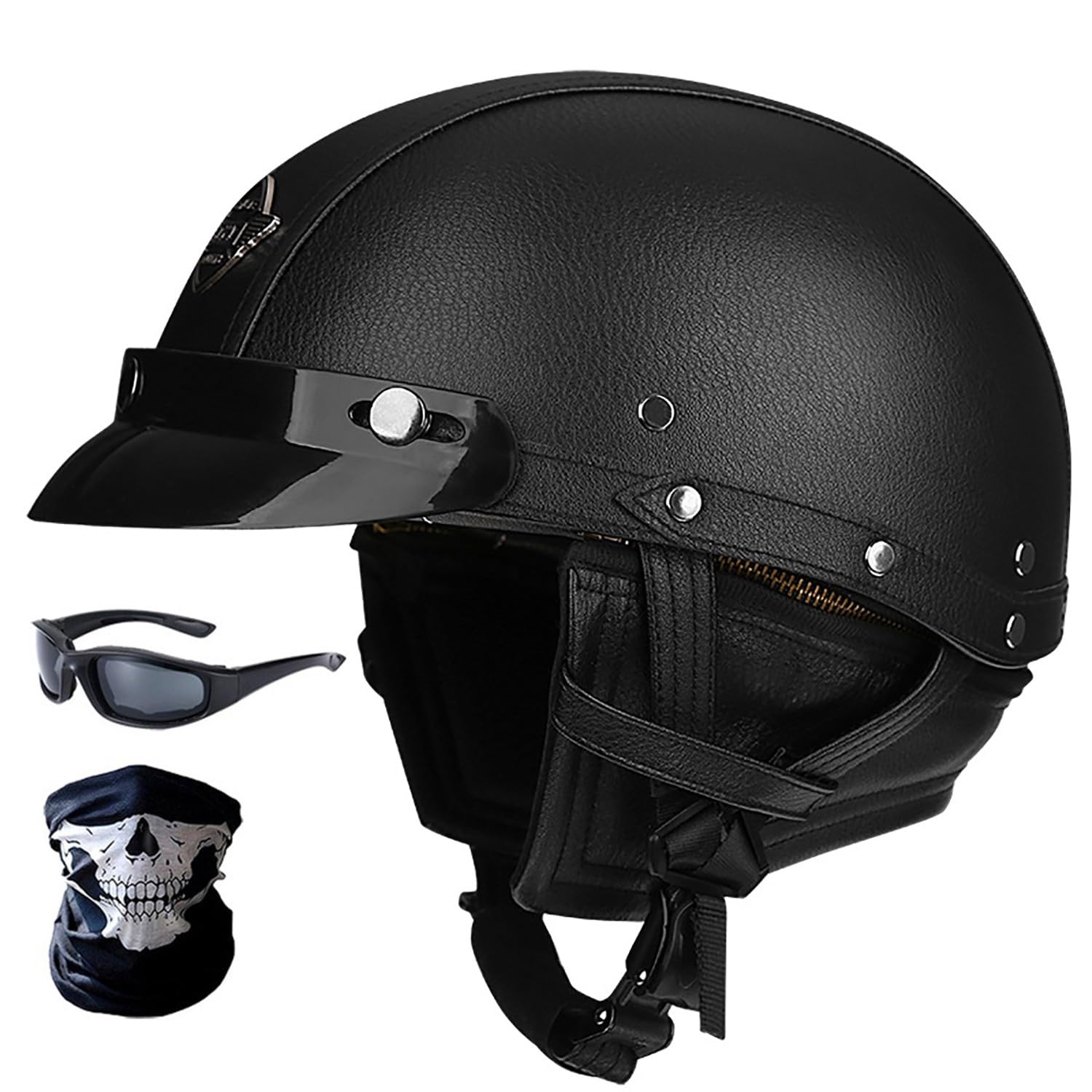 CNNGU Retro Half Helmet For Men and Women, German Style Retro Open Face Helmet, Moped Scooter Half Helmet ECE Approved Vintage Locomotive Motorbike Half Shell Helmet