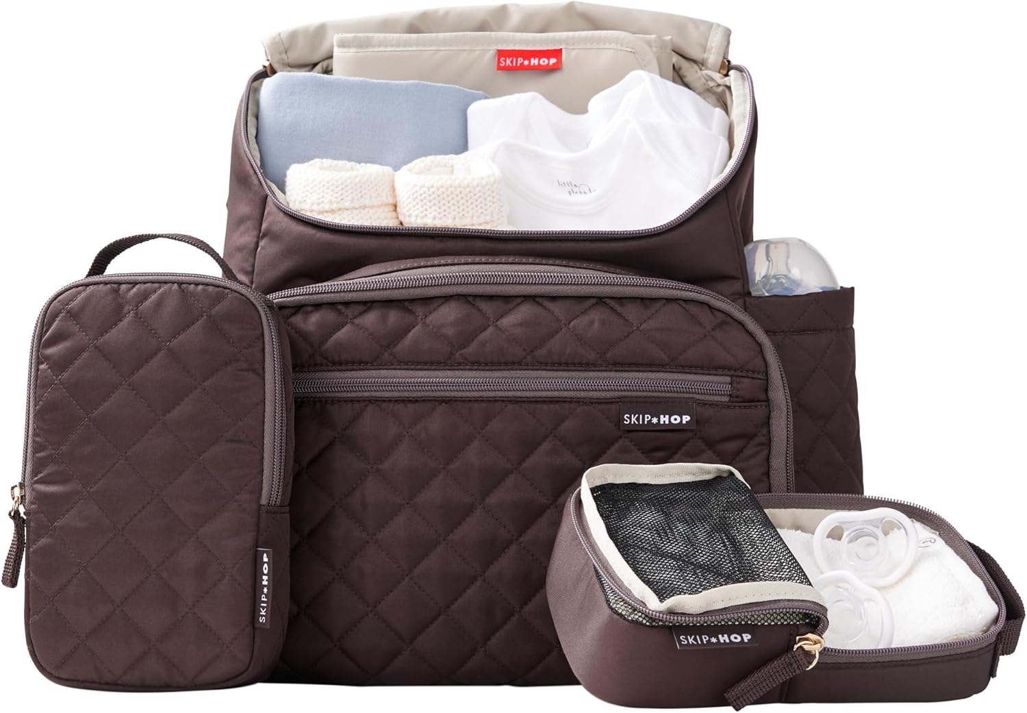 Skip Hop Diaper Bag Backpack: Forma, Multi-Function Baby Travel Bag with Changing Pad & Stroller Attachment, Chocolate - Image 5