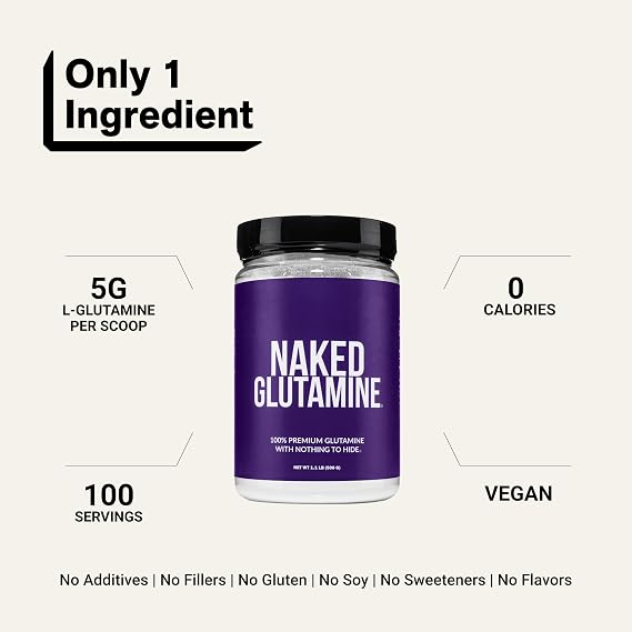 Pure L-Glutamine Made in The USA - 100 Servings - 500g, 1.1lb Bulk, Vegan, Non-GMO, Gluten and Soy Free. Minimize Muscle Breakdown & Improve Protein Synthesis. No Additives